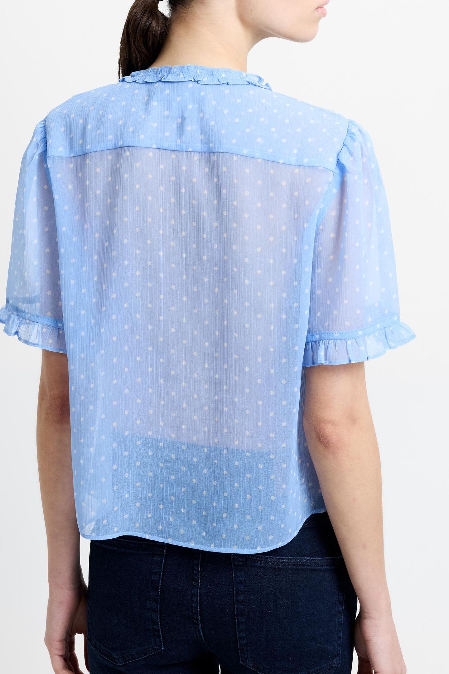 POLKA S/S RUFFLE TOP CORNFLOWER/WHT 4