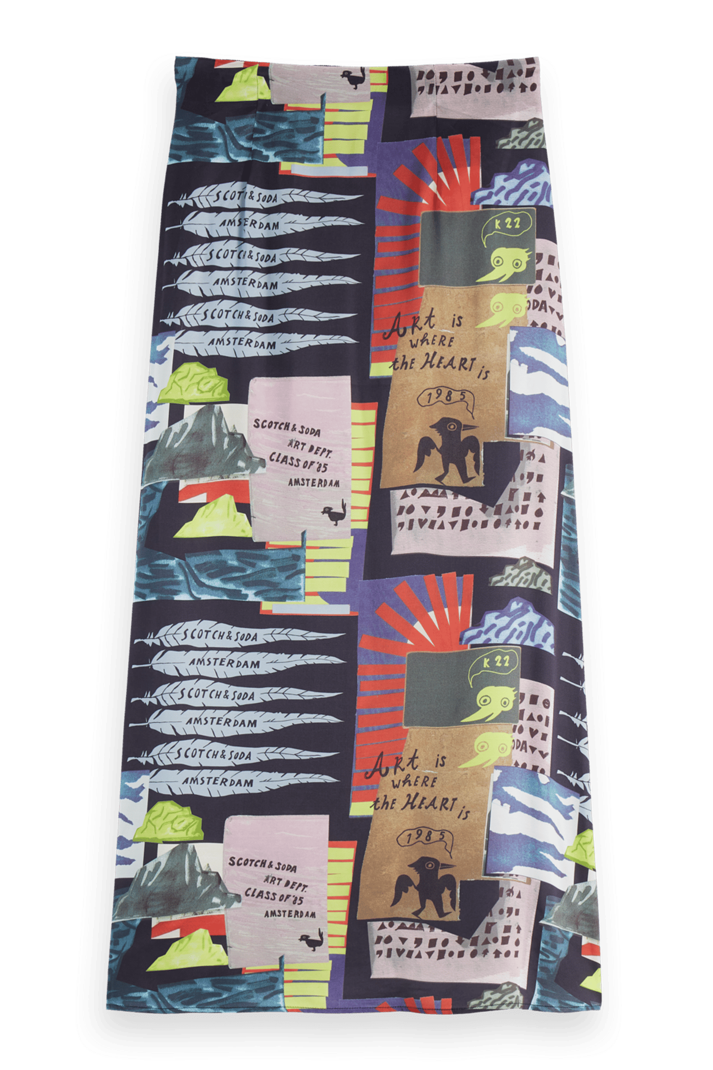 HIGH RISE MIDI WRAP SKIRT ART DEPT COLLAGE MULTICOLOR 4