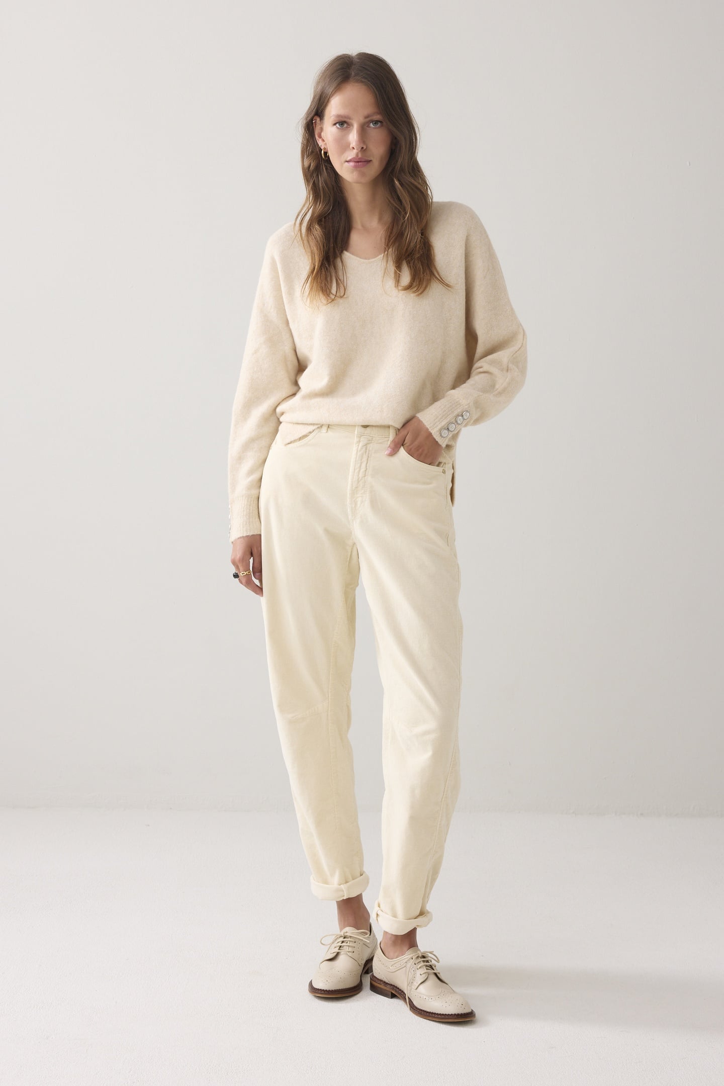 COCOON PANTS COTTON FLEX CORD IVORY 2