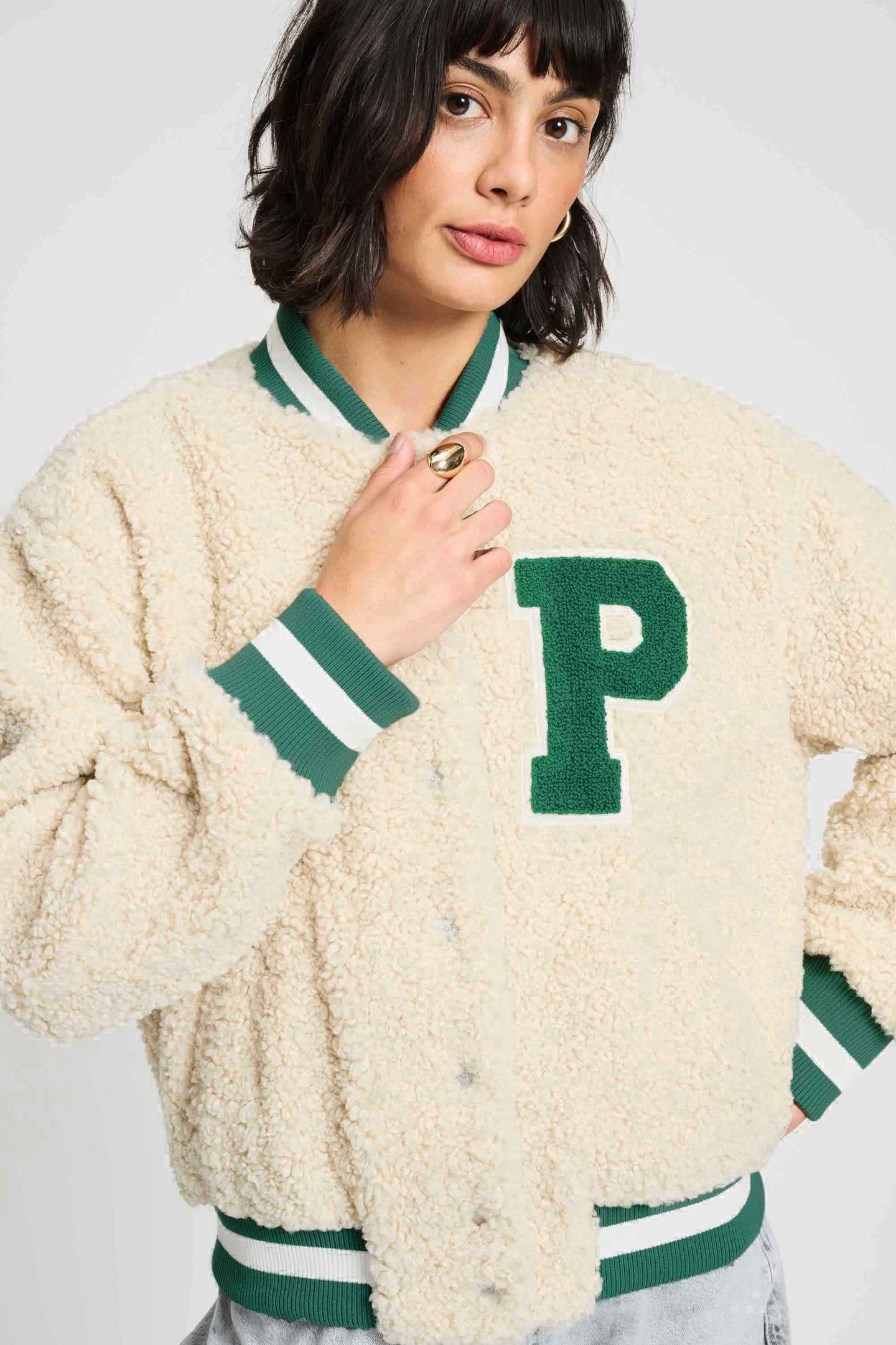 JACKET - TEDDY BASEBALL ECRU 6