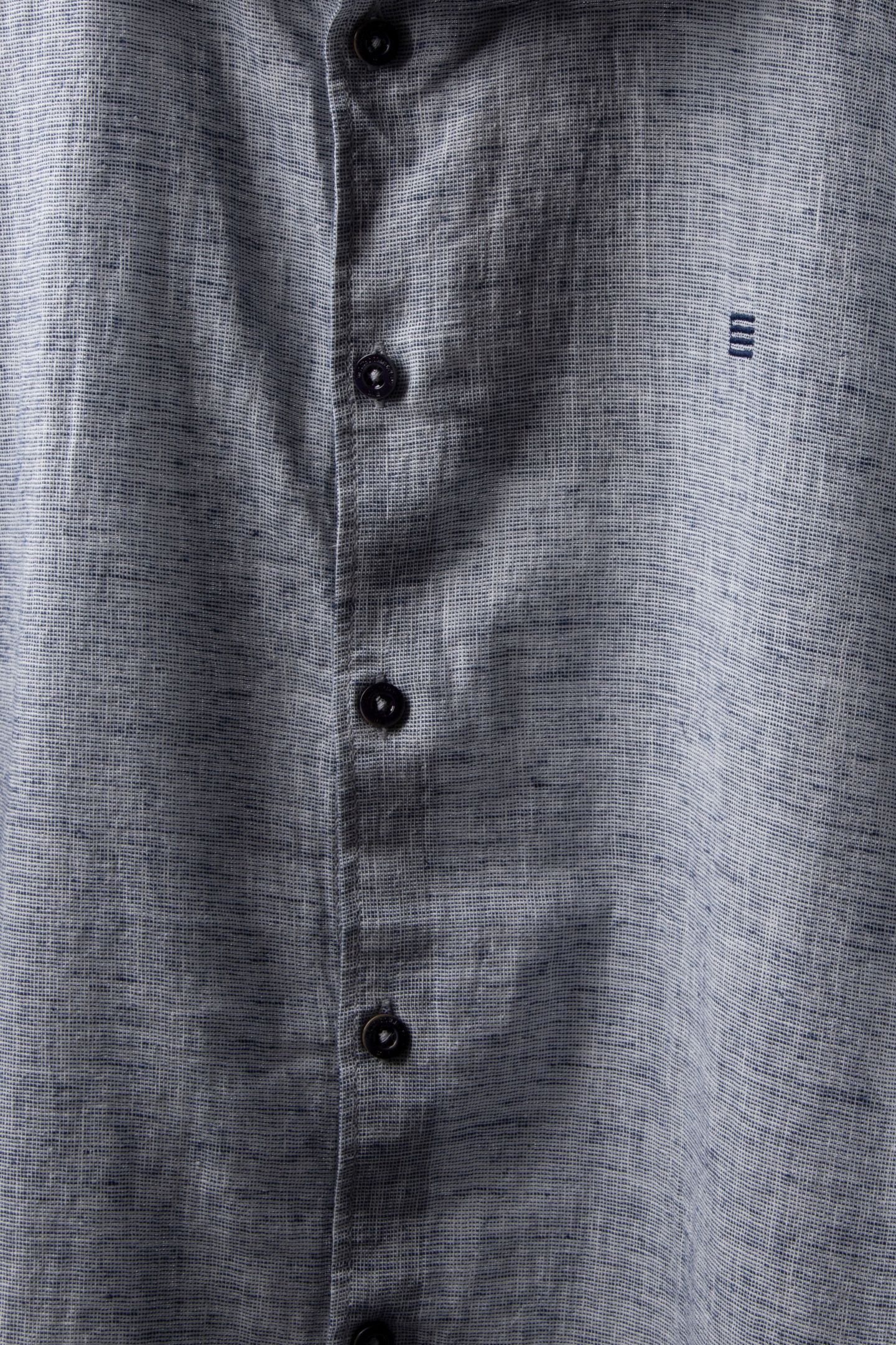 SHIRT SHORT SLEEVE 2 COLOURED MELANGE WITH LINEN INDIGO BLUE 4