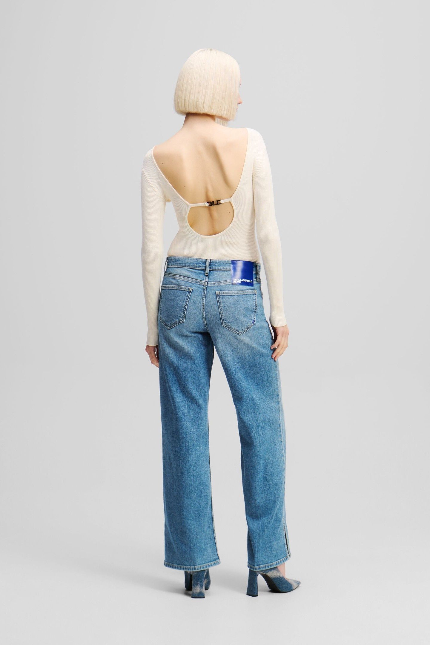 RELAXED DENIM W/ SLIT WASHED MID BLUE 2