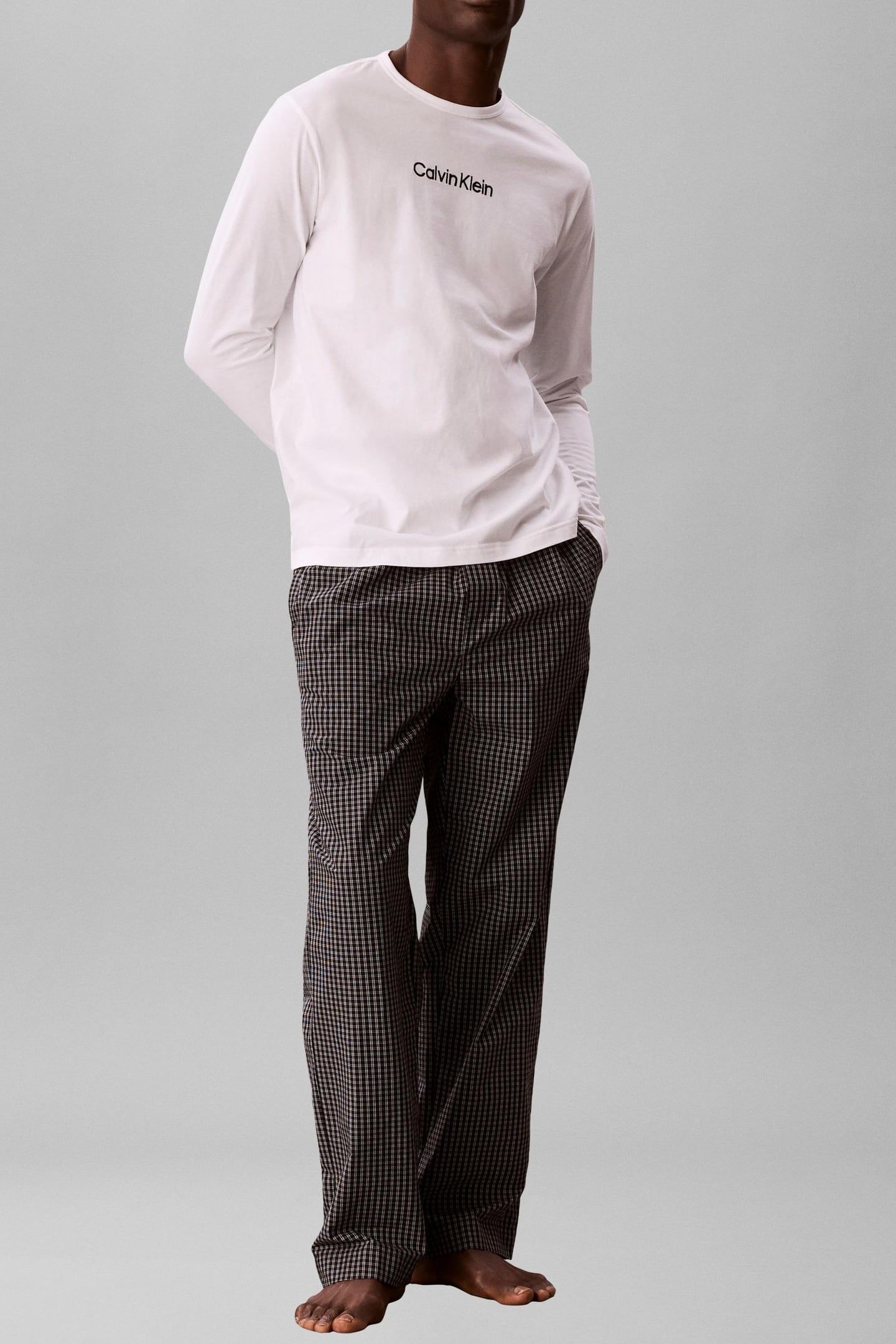 LS TEE PANT SET CLASSIC WHITE TOP/SUMMIT PLAID 1