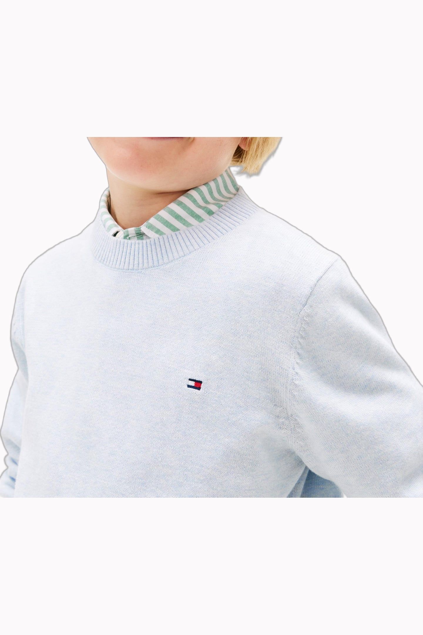 BOYS CREW NECK SWEATER LS SWEET BLUE HEATHER 5