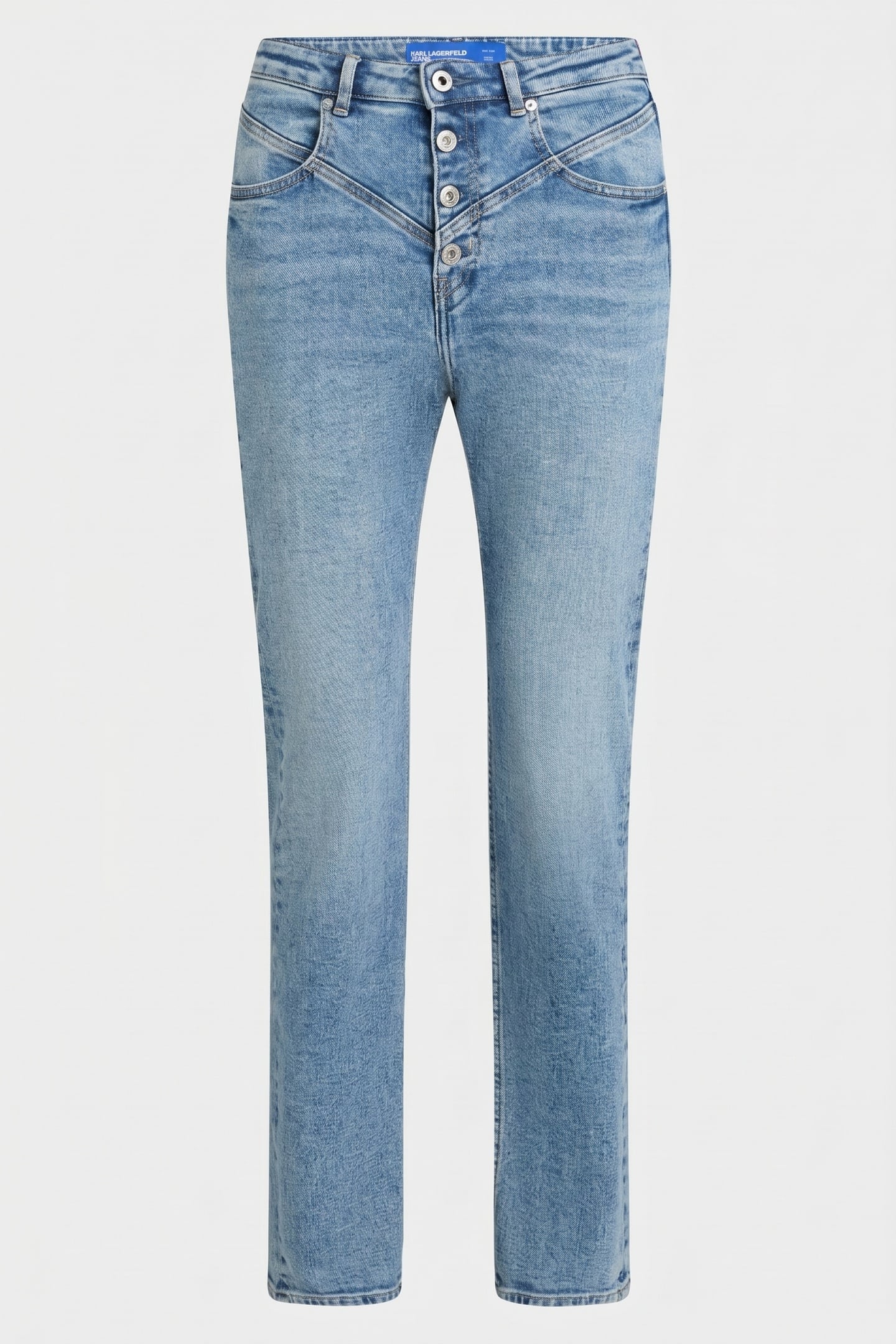 SEAMED STRAIGHT DENIM WASHED MID BLUE 5