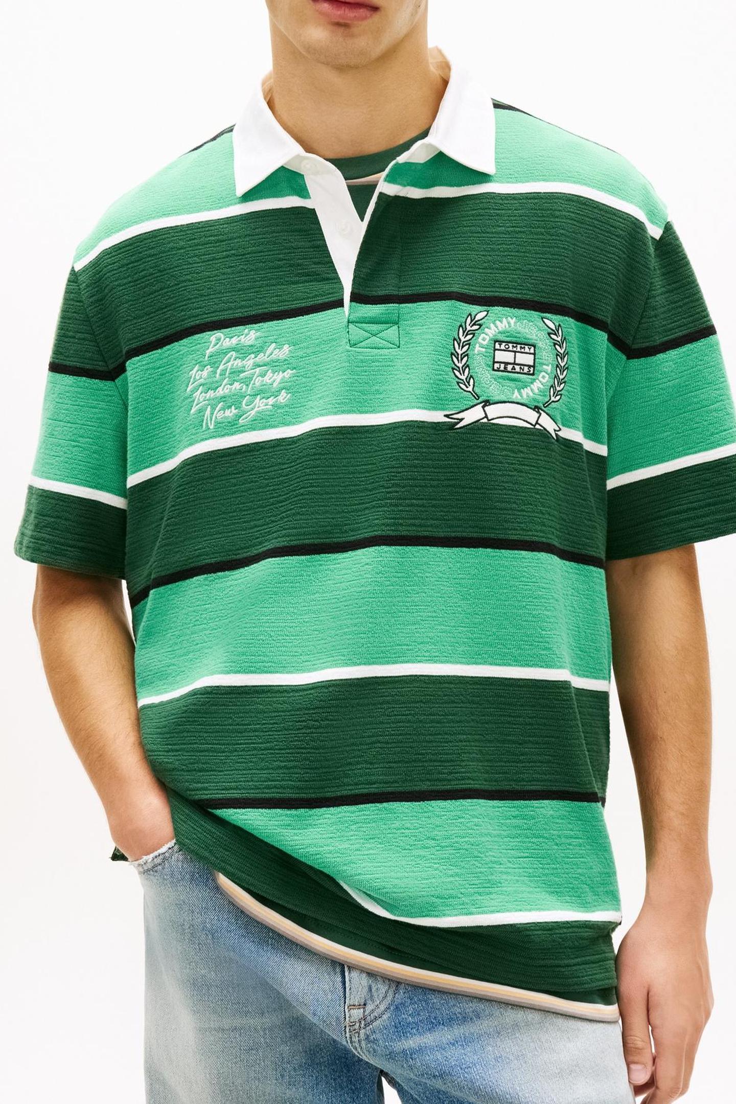 TJM RELAXED SS STRIPE POLO SHADOW PINE STRIPE 1
