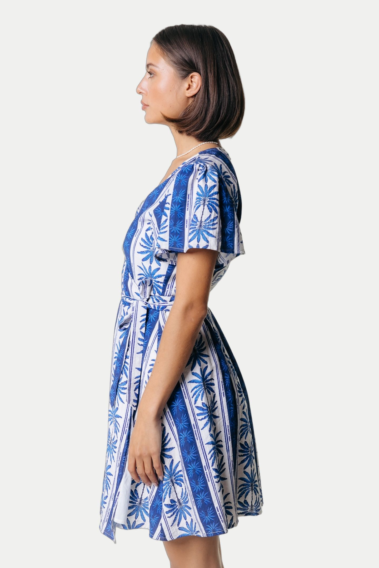 NOVA PALM REAL WRAP MINI DRESS SS BRIGHT BLUE 3