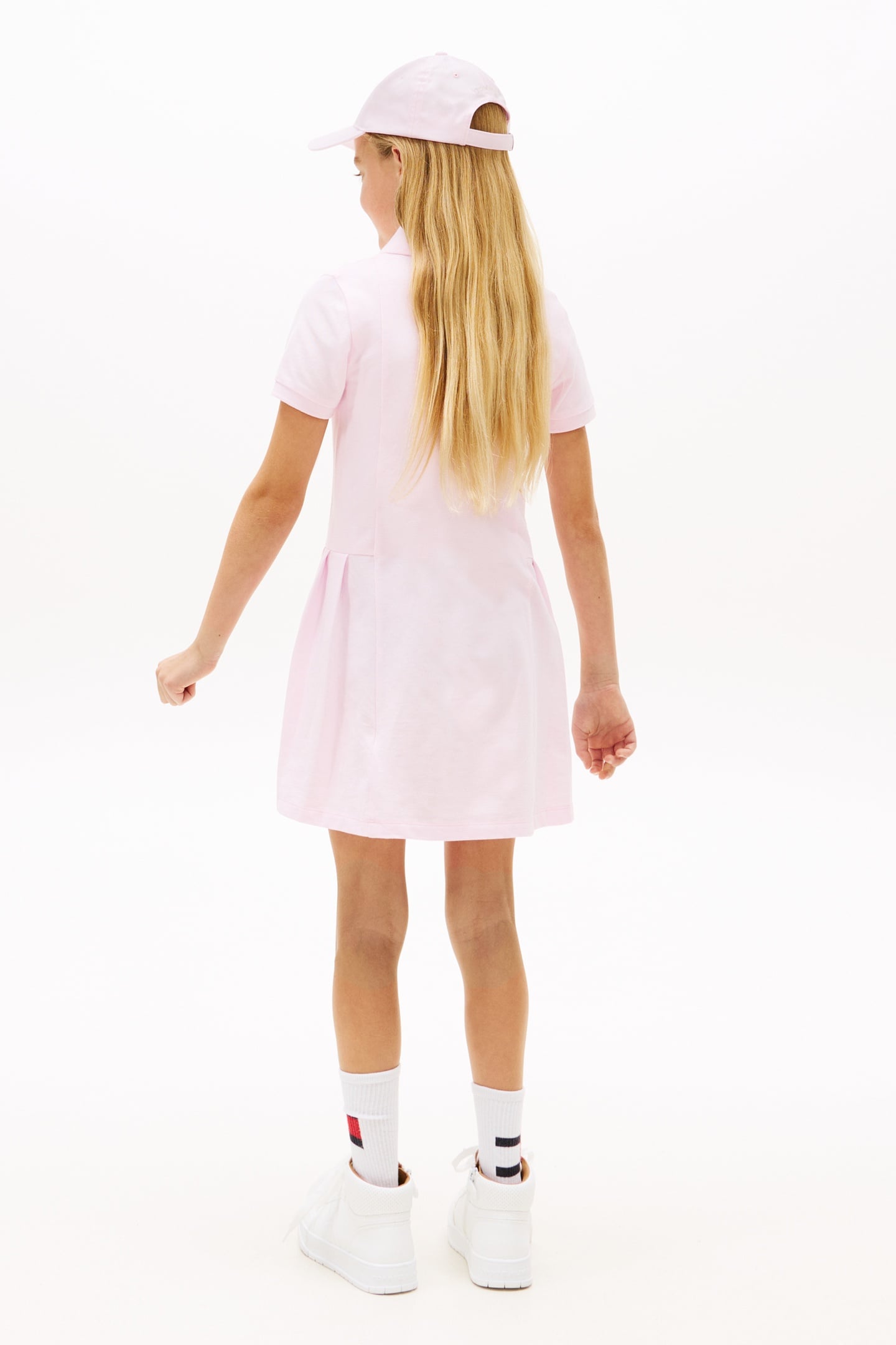 GIRLS PLEATED POLO DRESS PEARLY PINK 2