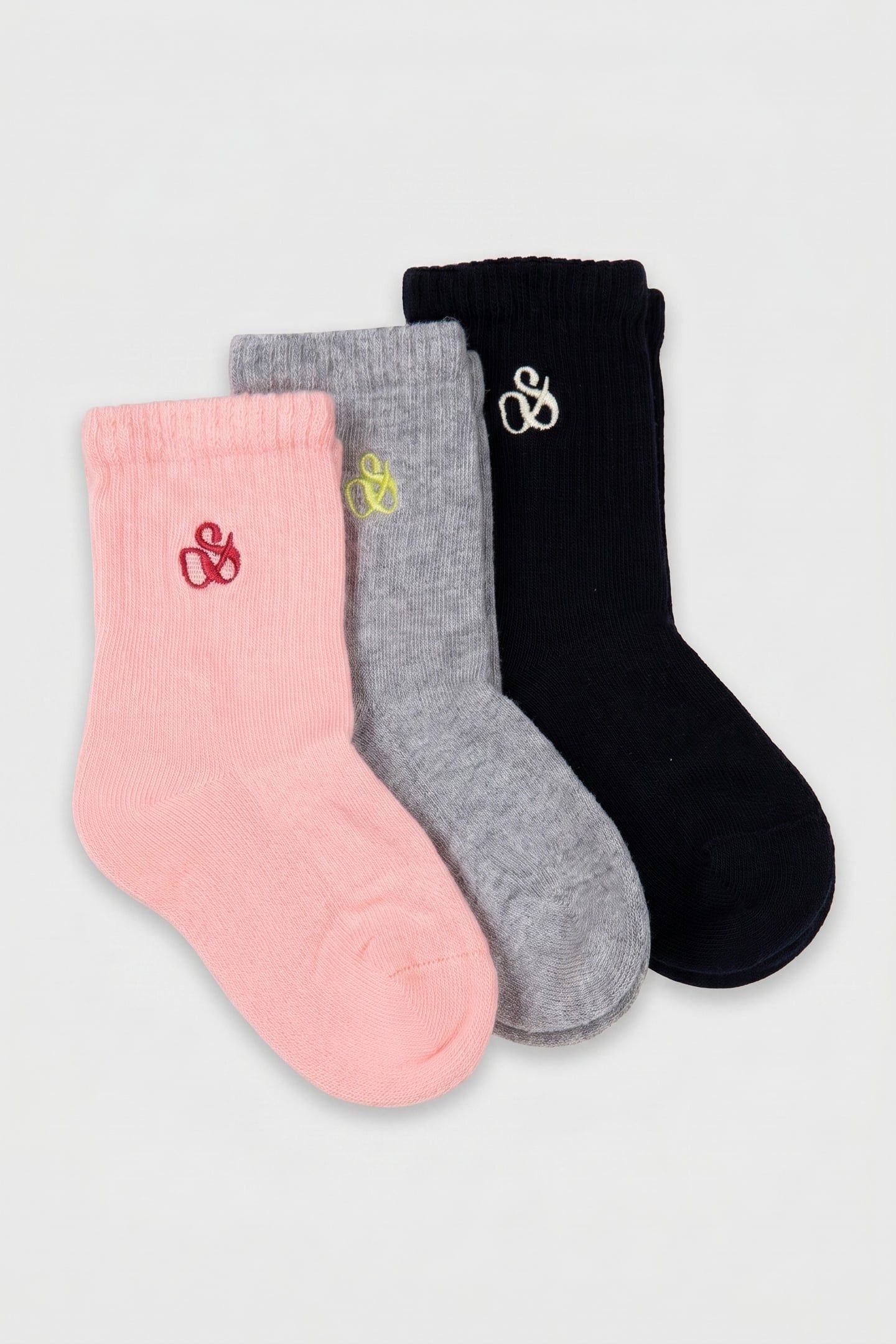 GIRL 3PK GIRLS 1/2 TERRY CREW PINK 1