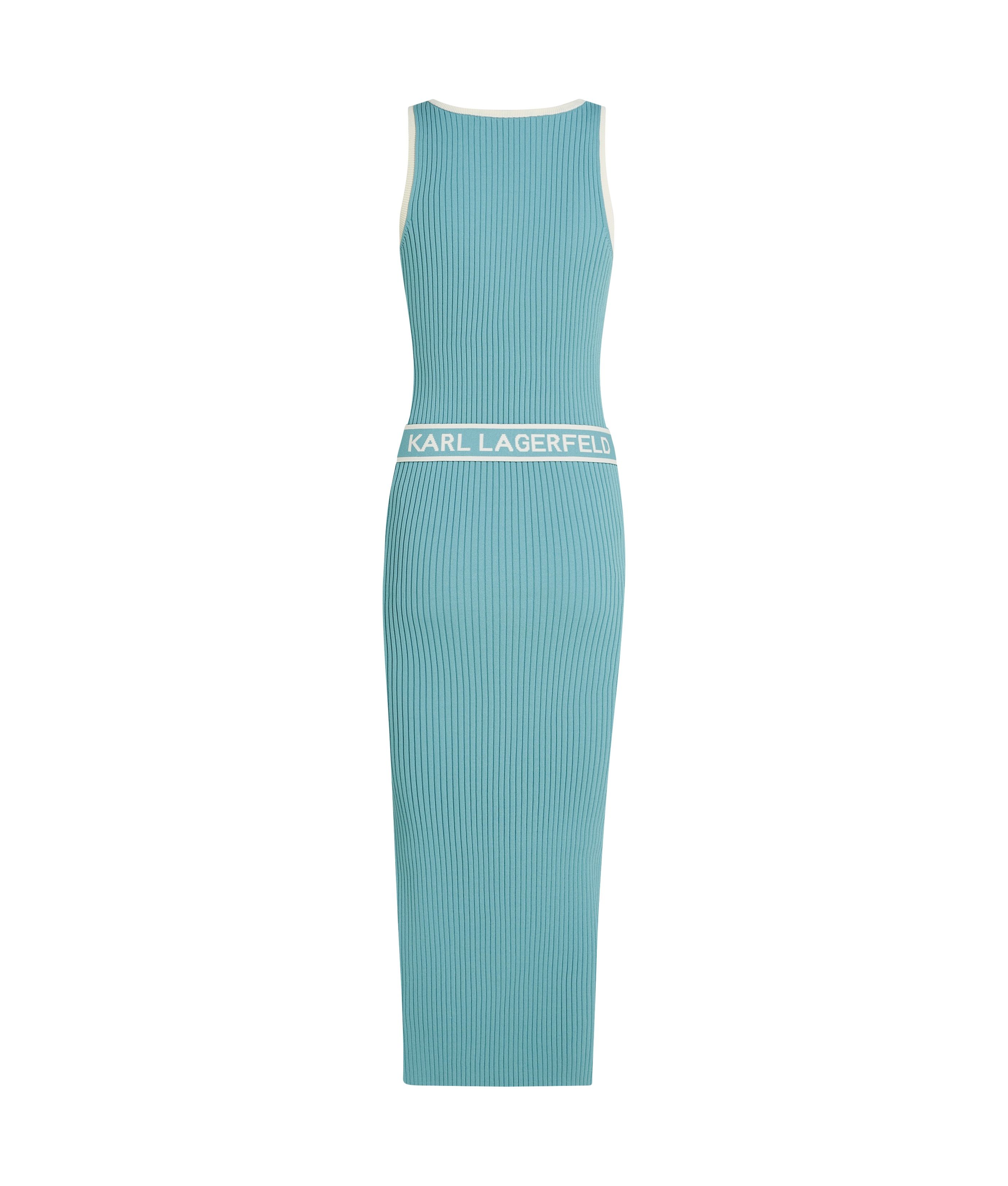SLEEVELESS LOGO KNIT DRESS STILL WATER 1
