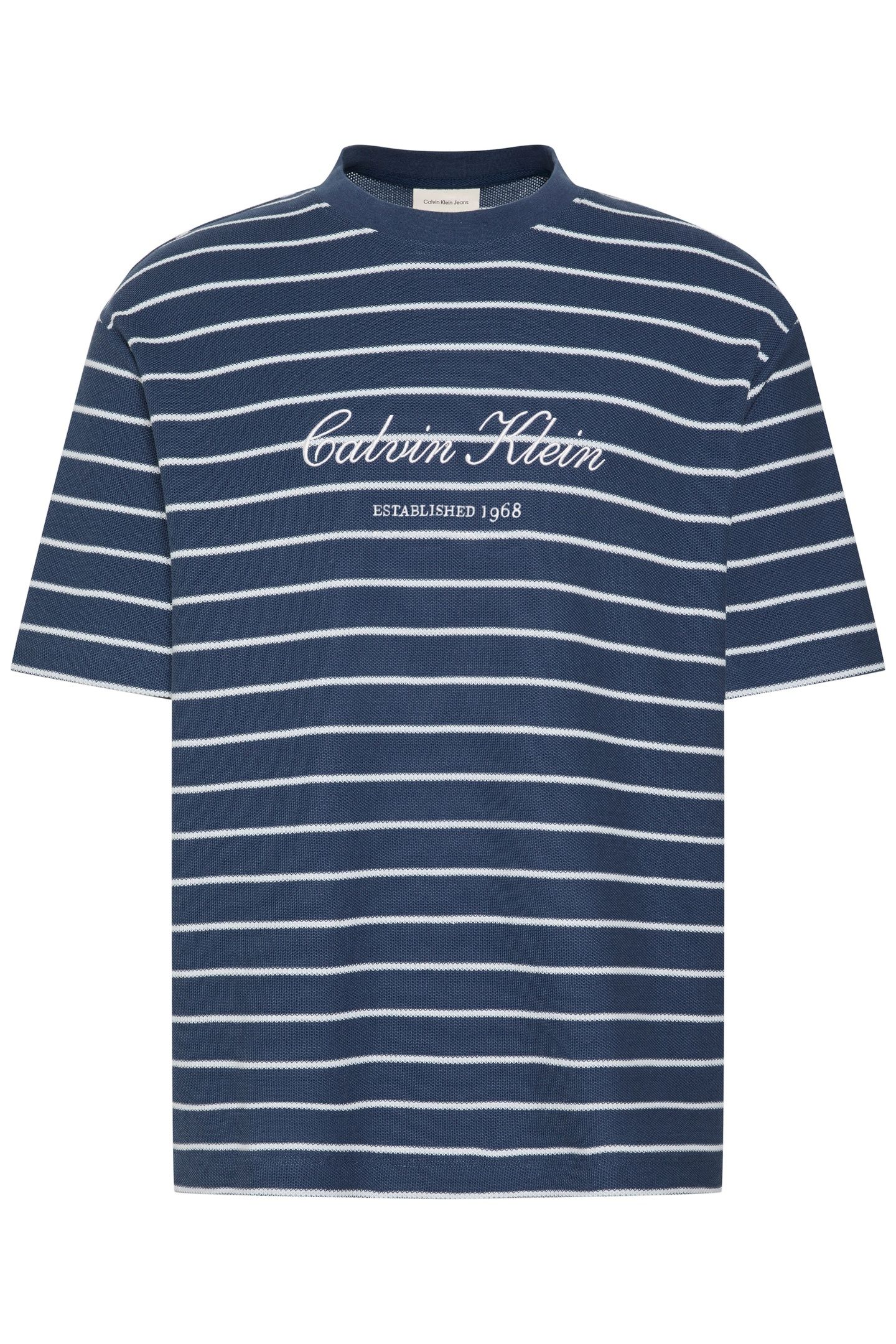 SS STRIPE CASUAL PIQUE TEE DARK DENIM 5