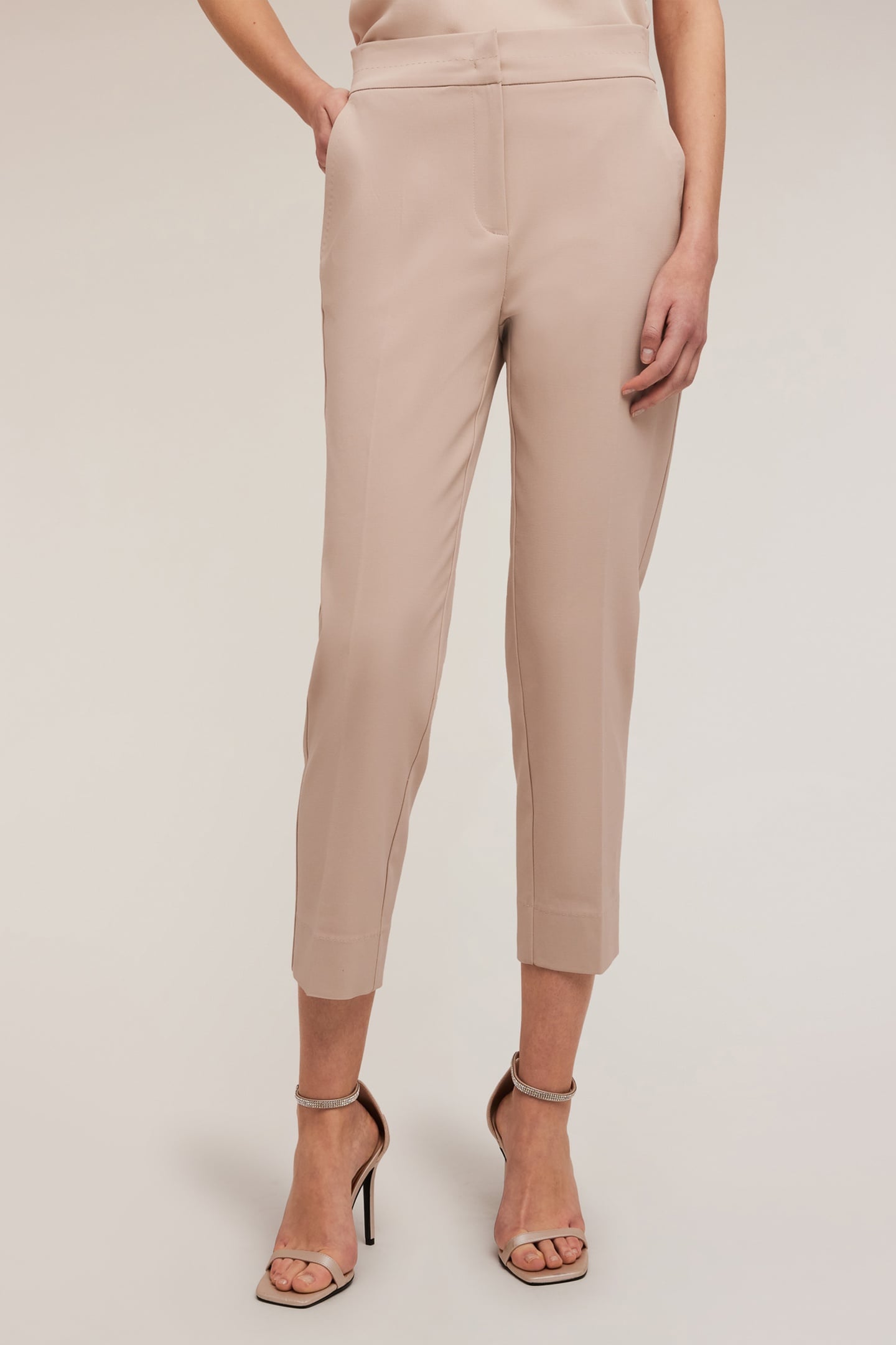 HIGH-WAISTED REGULAR-FIT TROUSERS BEIGE 1