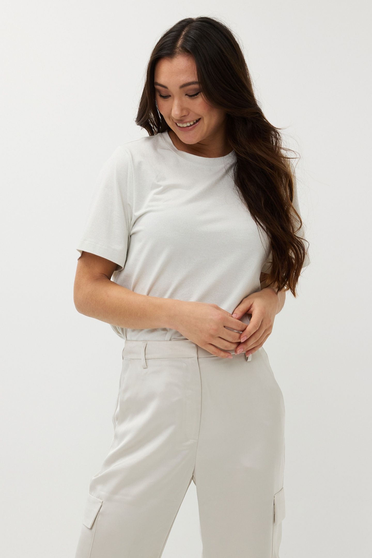 T-SHIRT S/SLVE WIDE FIT LUREX LIGHT STONE 2
