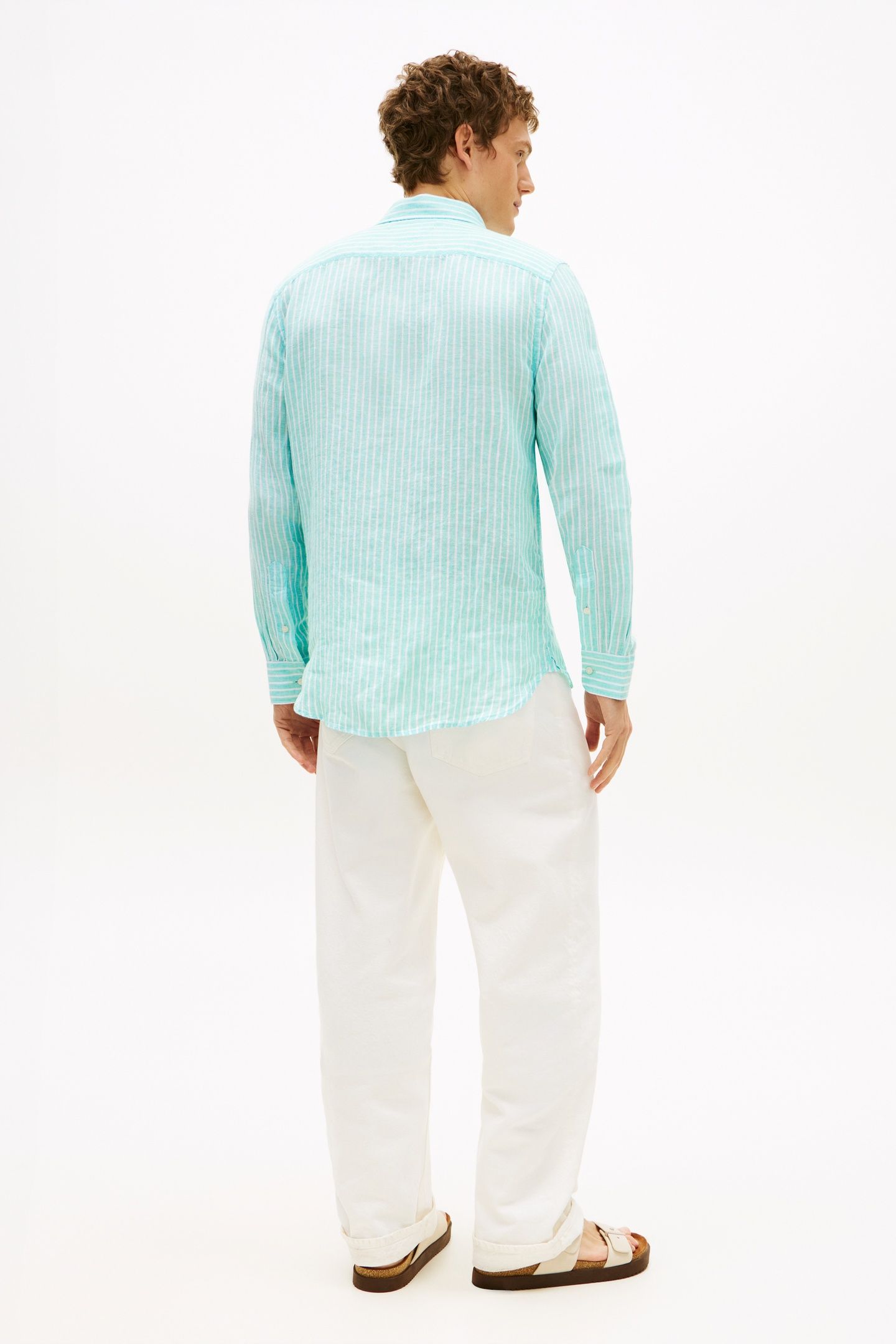 LINEN BENGAL STRIPE SHIRT ARCTIC AQUA/STRIPE 3