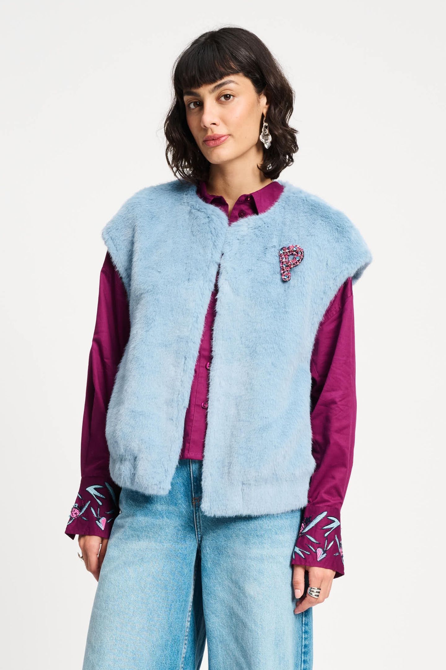 GILET - FUR MISTY BLUE 1