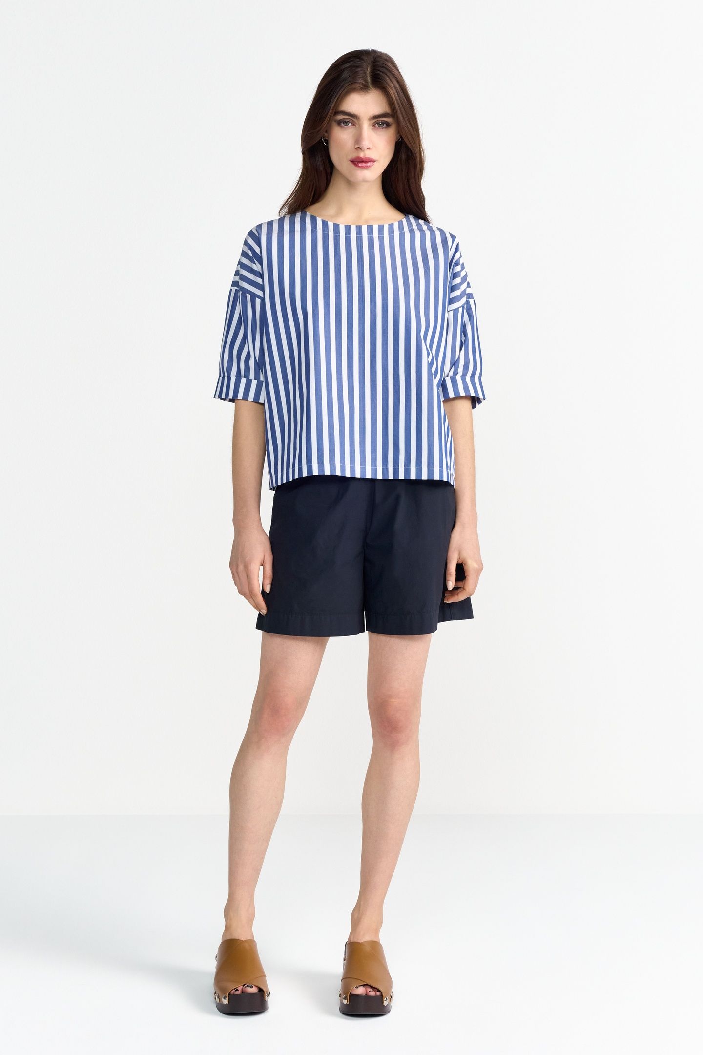 COTTON STRIPE BLOUSE MIDNIGHT BLUE 2