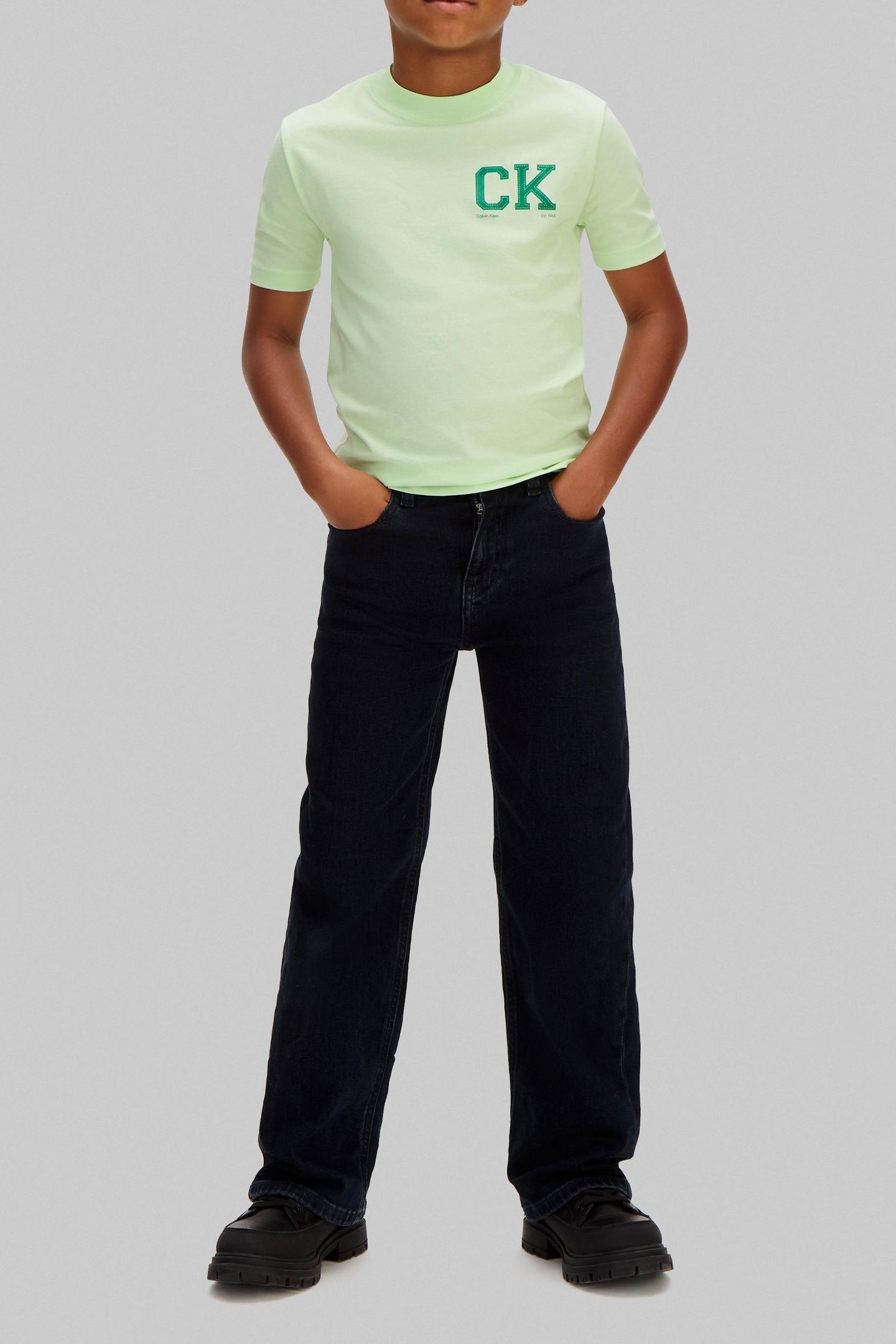 BOYS CK CHEST LOGO SS T-SHIRT PATINA GREEN 3
