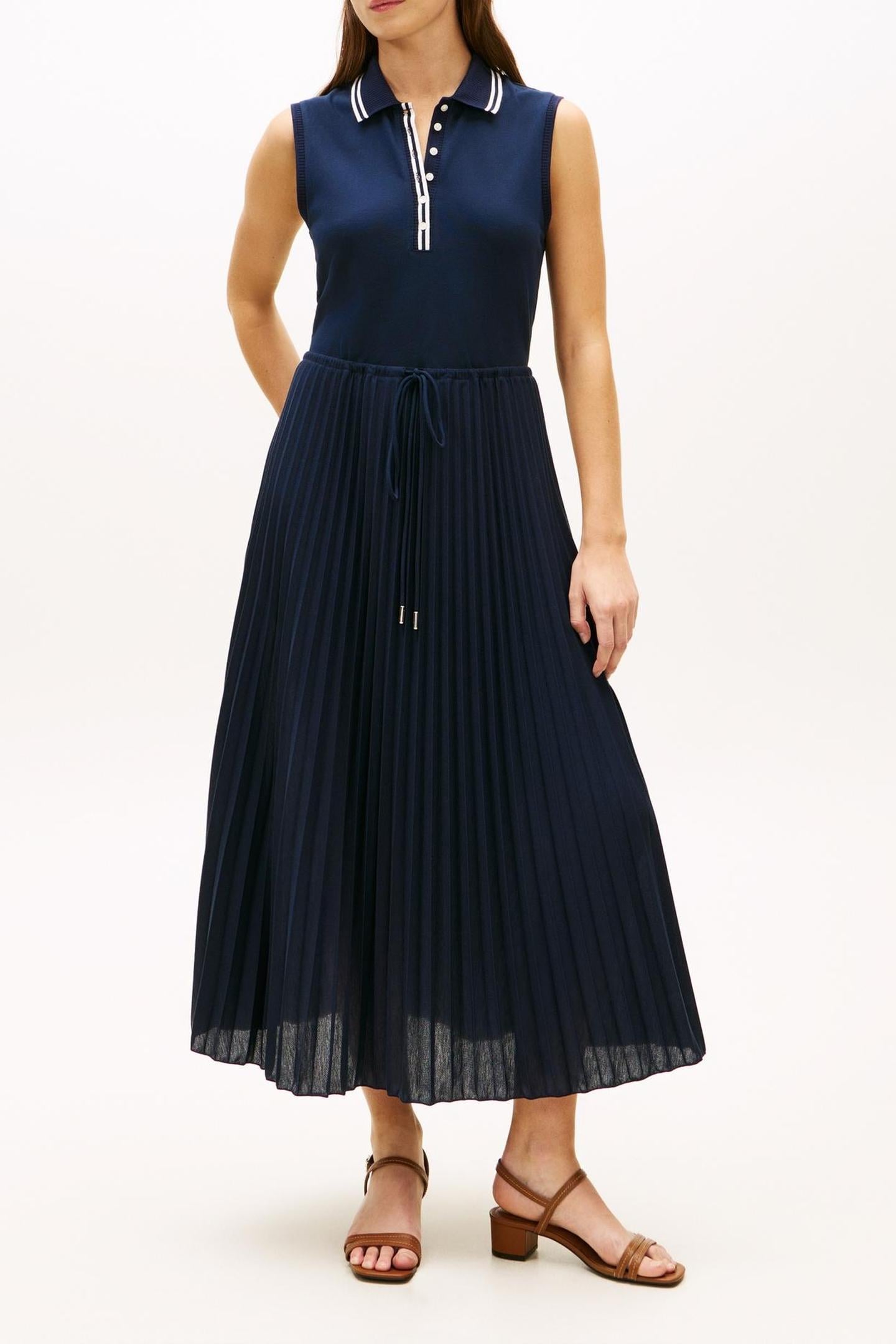 1985 PLEATED POLO DRESS DARK NIGHT NAVY 1