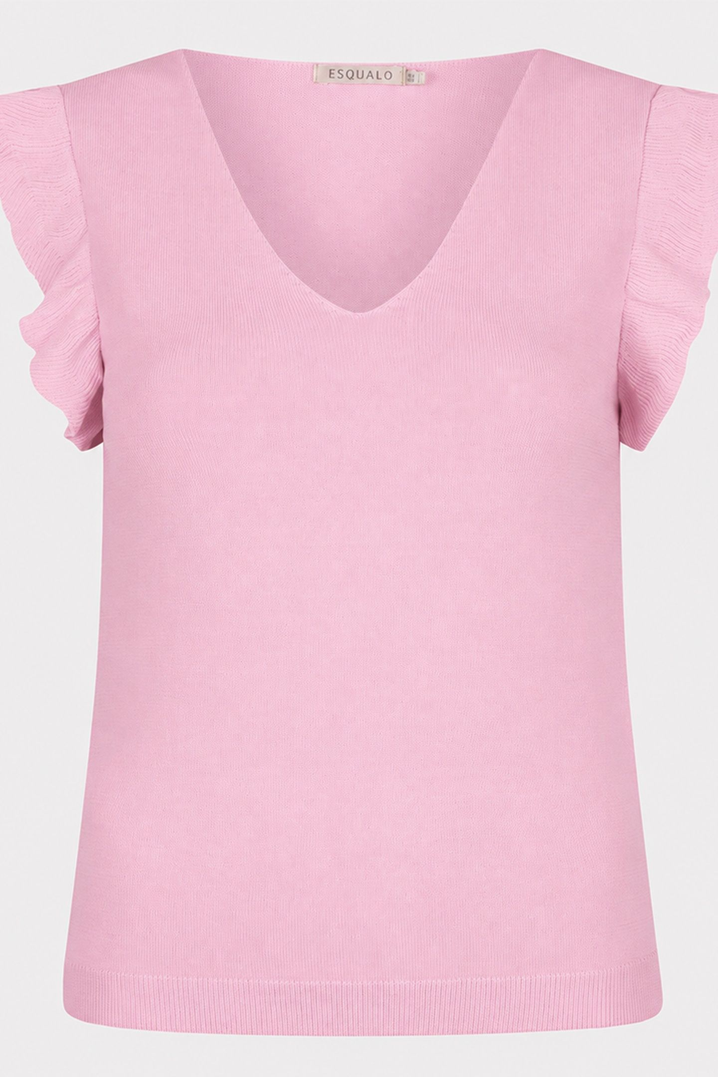 TOP V-NECK RUFFLE SLVE PASTEL PINK 1