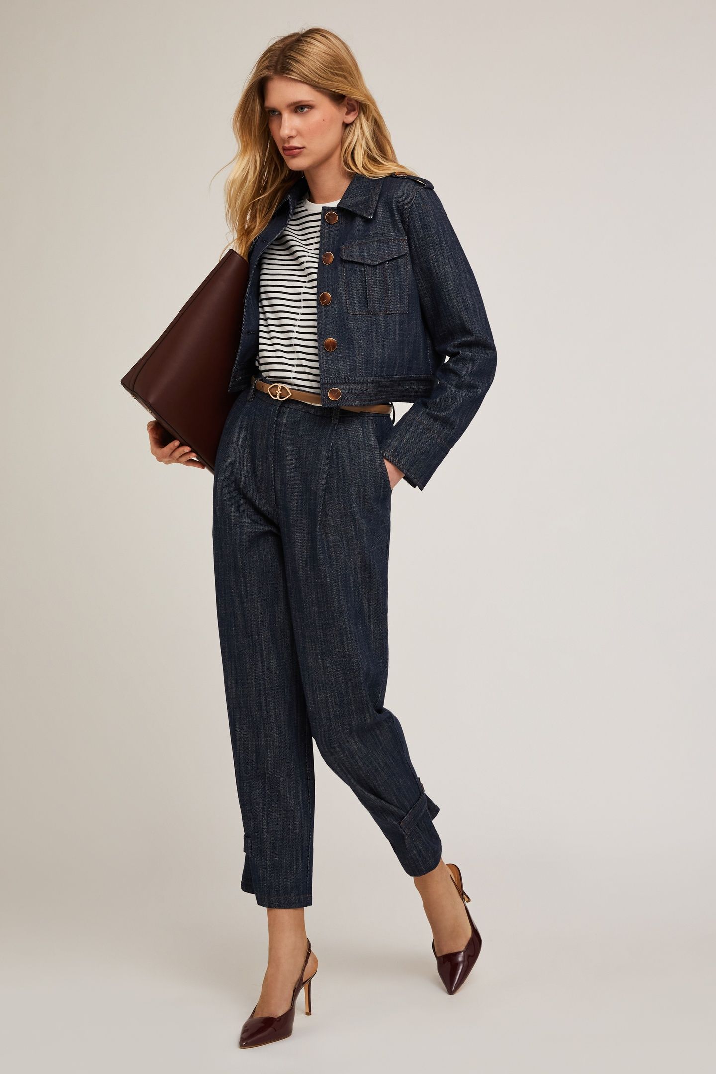 TROUSERS WITH DENIM EFFECT STRAP ON THE HEM BLUE 3