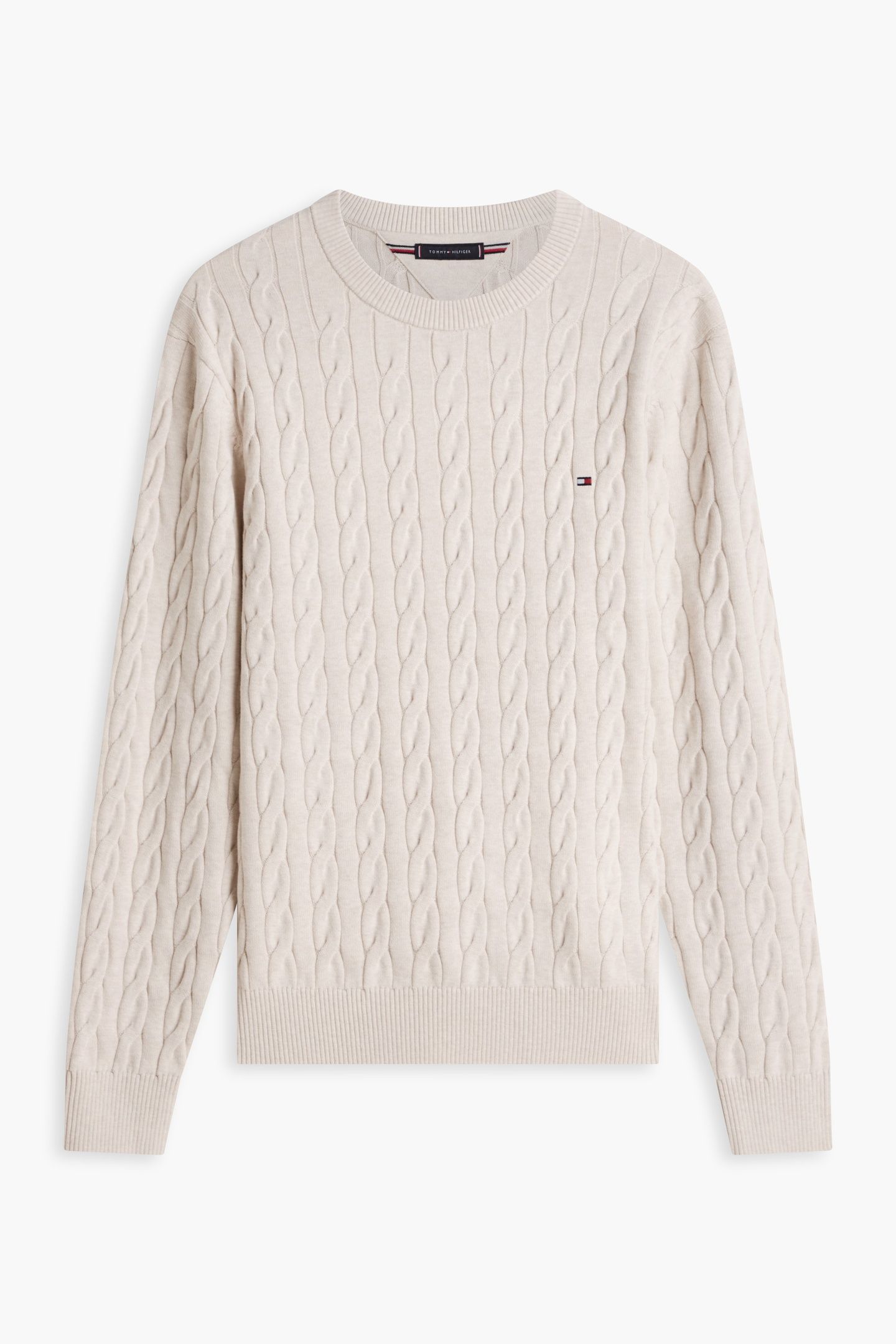 CLASSIC COTTON CABLE SWEATER HEATHERED OATMILK 4