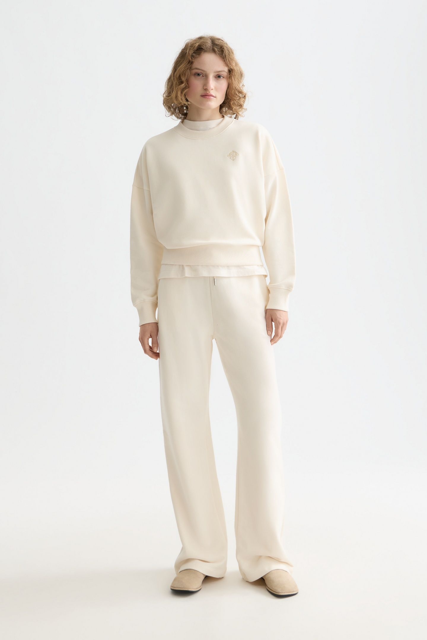 ARTWORK WIDE LEG SWEATPANTS OFF WHITE 2
