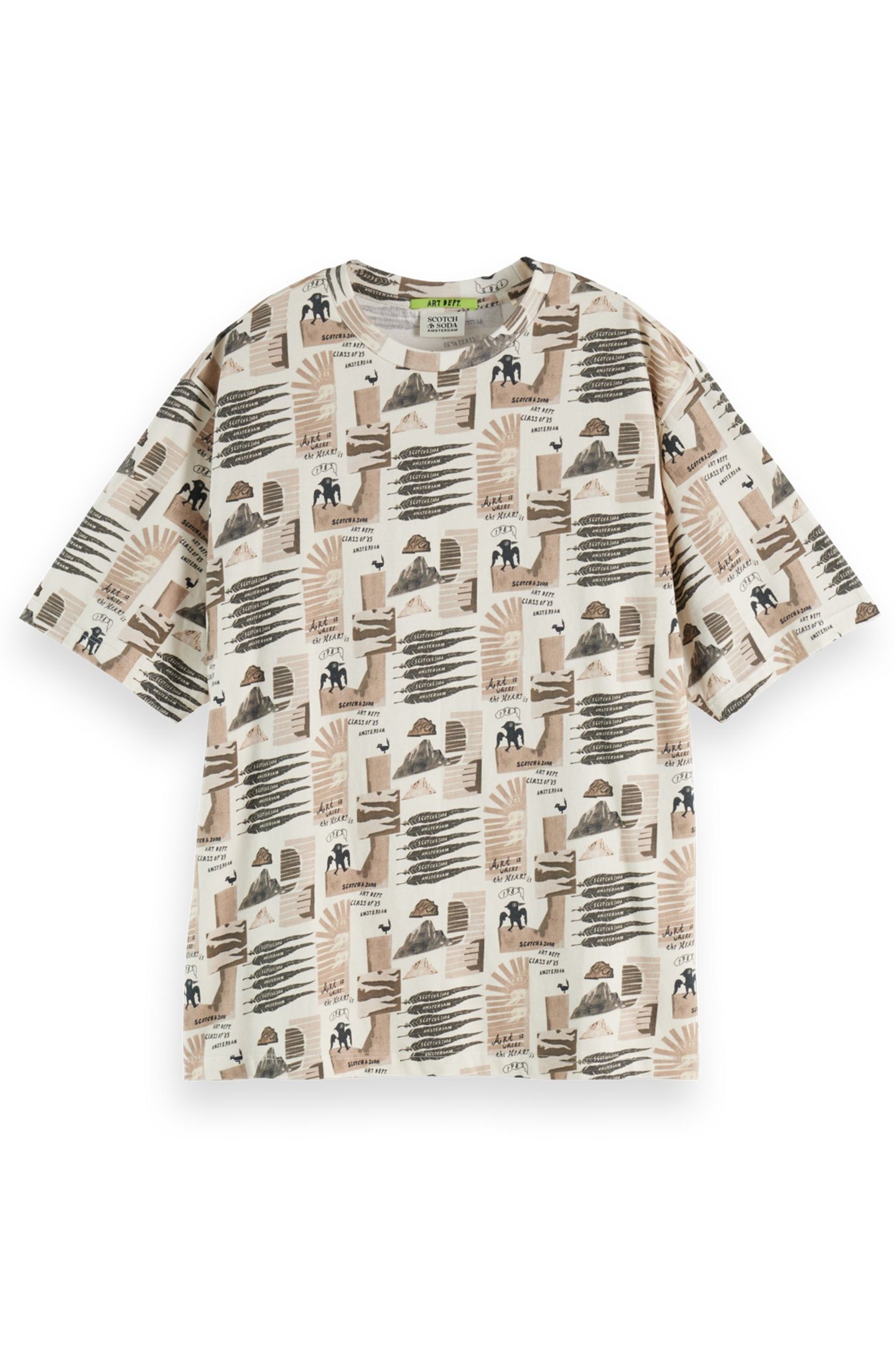 ALL OVER PRINTED LOOSE FIT T-SHIRT ART DEPT COLLAGE GREY SCA 4