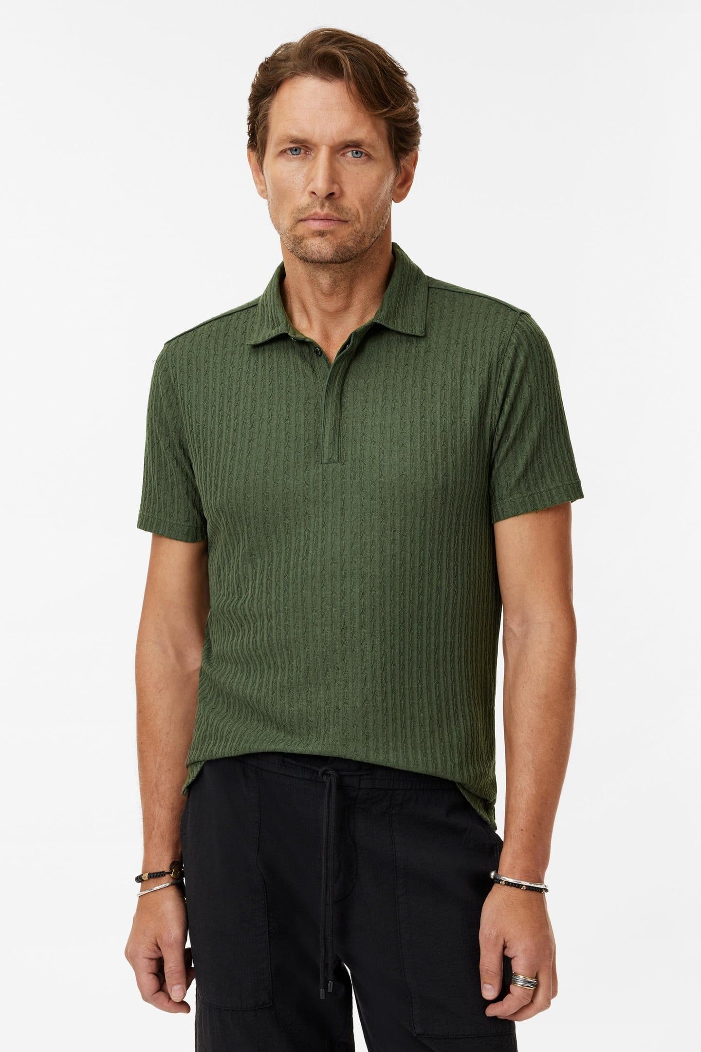 GRANA REGULAR FIT SS POLO IN JACQUARD ST MOSS 1