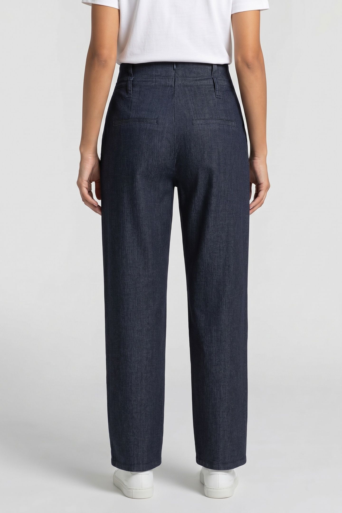 PLEATED PAPER BAG DENIM PANTS DARK BLUE 2
