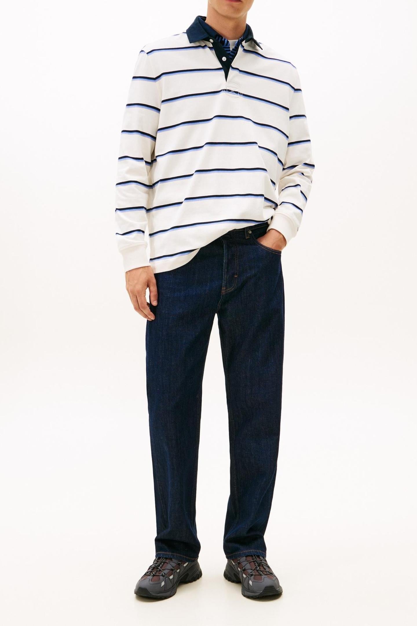 TJM RELAXED WOVEN LABEL POLO ANCIENT WHITE STRIPE 1