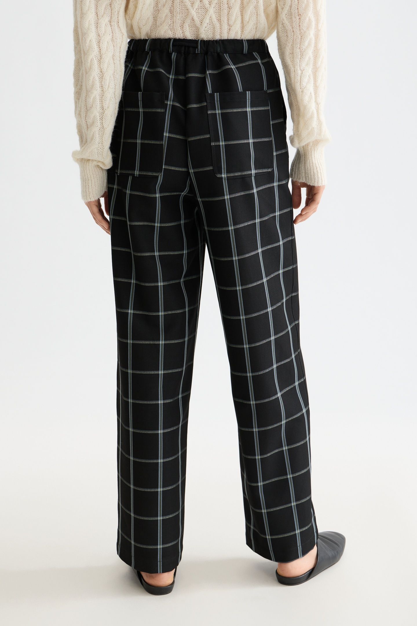 EZRA - HIGH RISE DRAWSTRING PANT METEORITE WINDOW PANE CHECK 3
