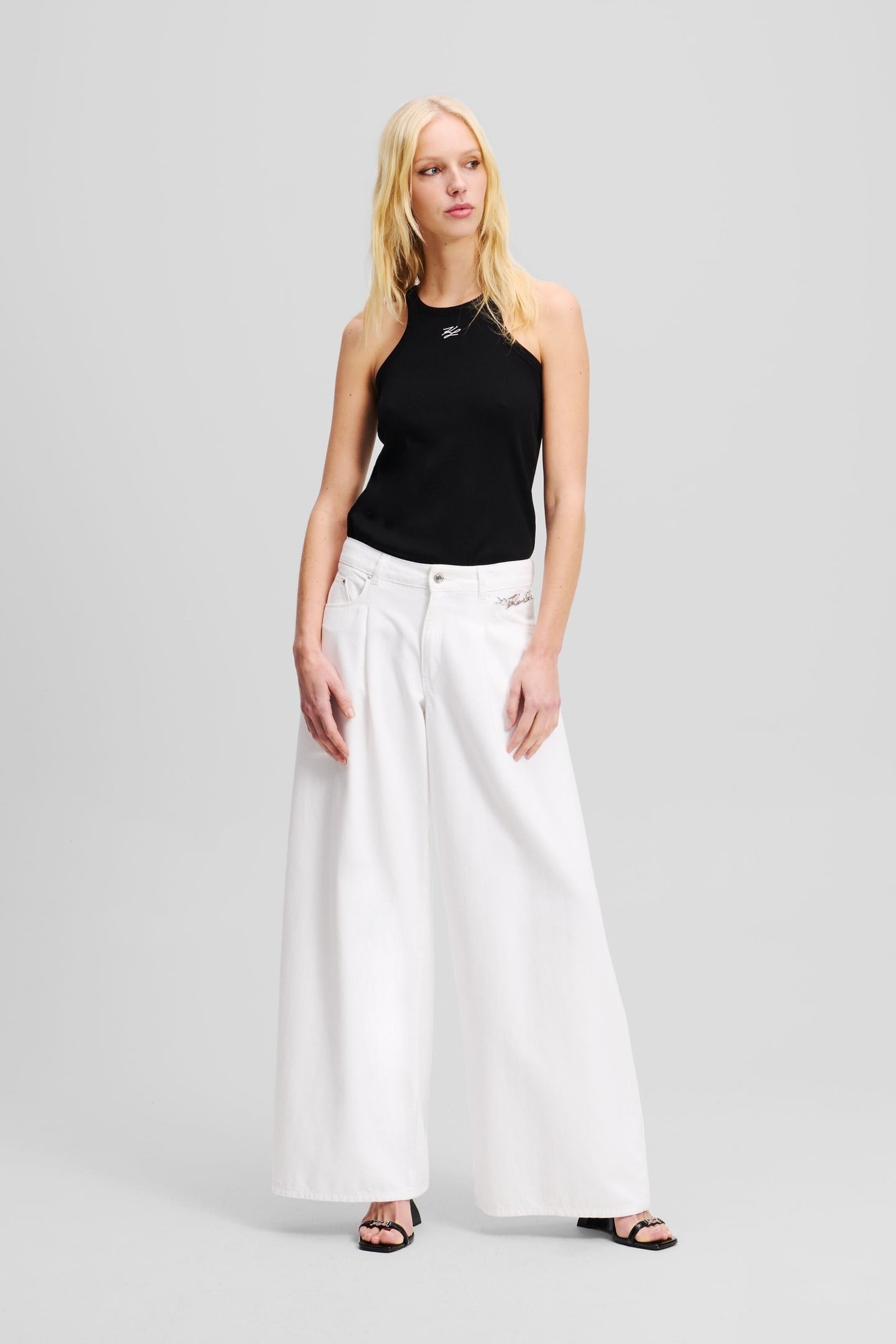 WIDE LEG WHITE DENIM PANTS WHITE DENIM 1