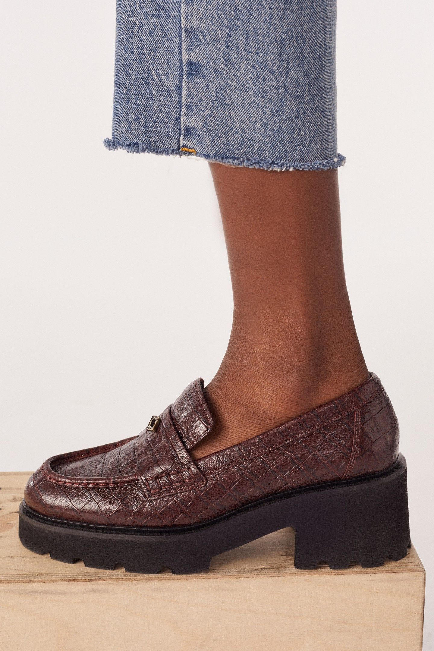 MOCASSIN CROCO CLAYMENCE BORDEAUX 3