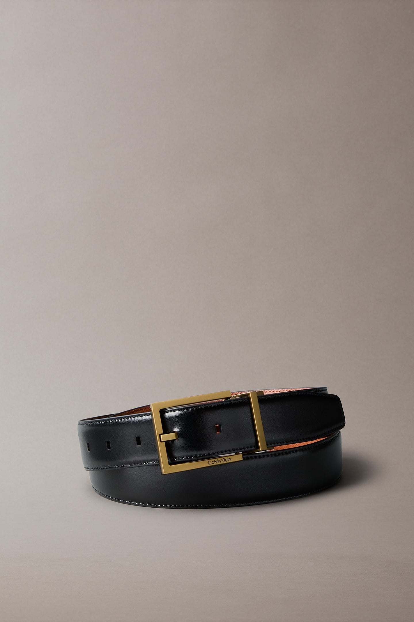 SQUARE BUCKLE SMOOTH BELT BLACK/COGNAC/OLD GOLD 1