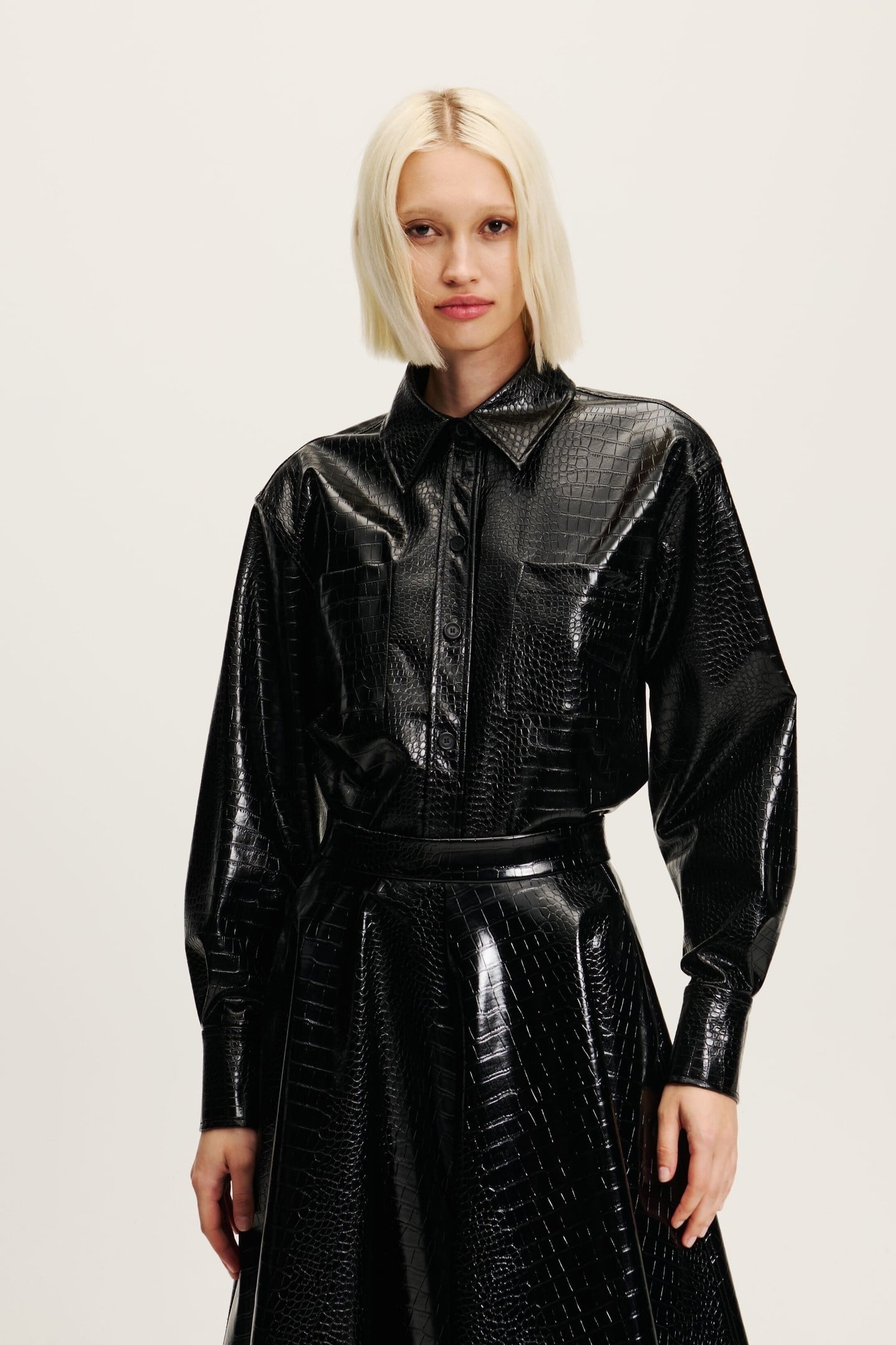 FAUX LEATHER SHIRT BLACK 1