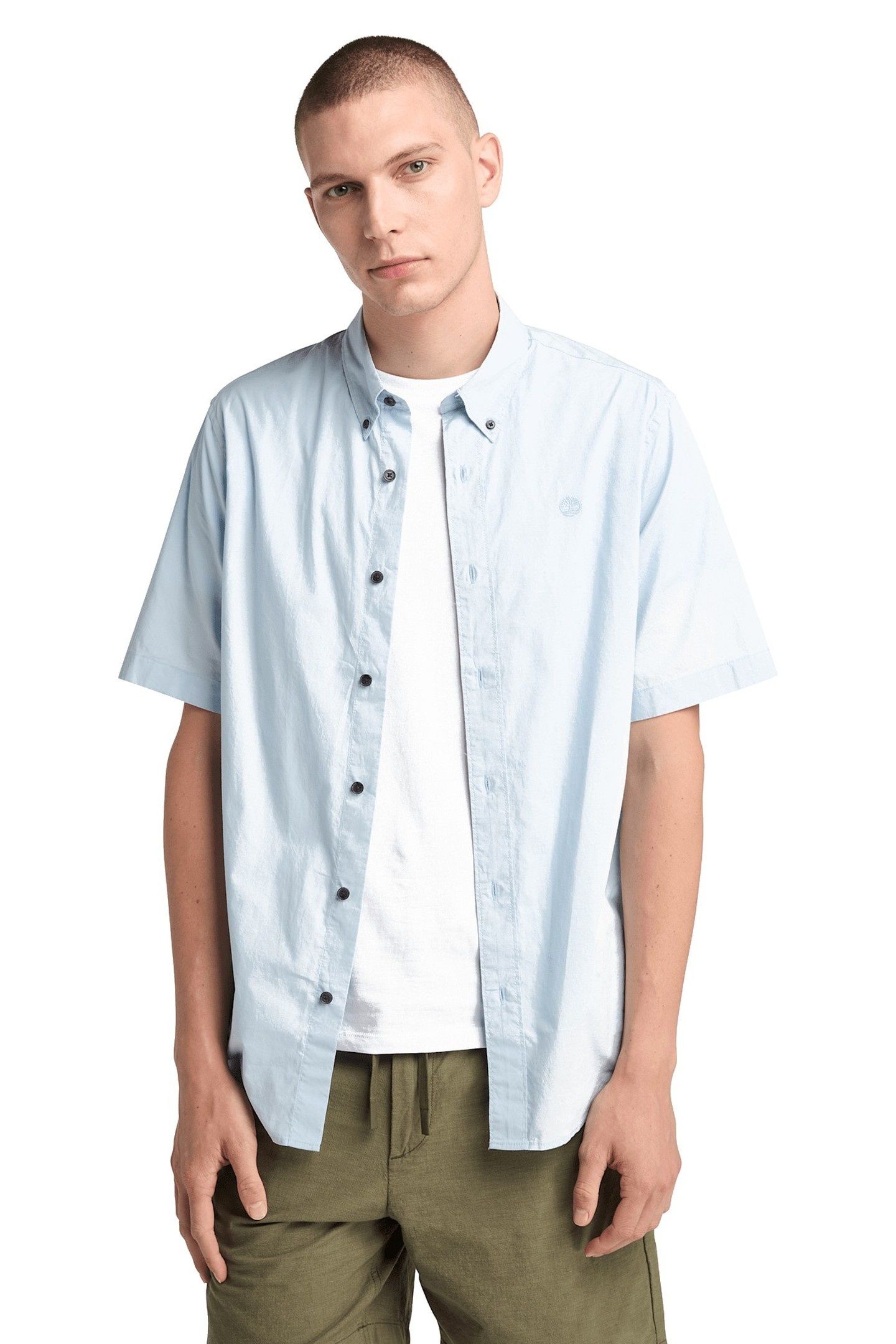 SHORT SLEEVE STRETCH POPLIN SHIRT LIGHT BLUE 2