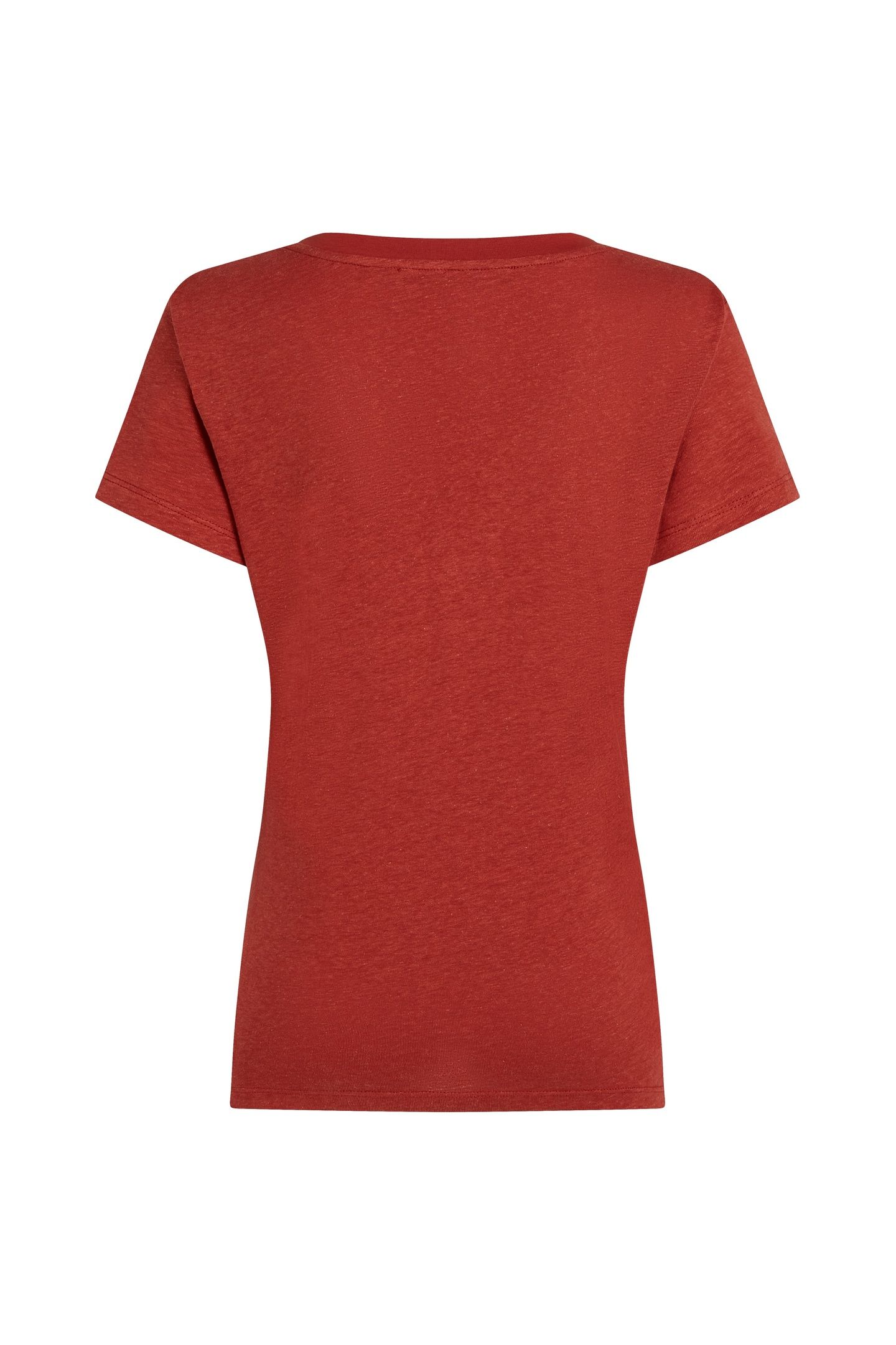 LINEN BLEND V-NECK T-SHIRT CINNABAR 4