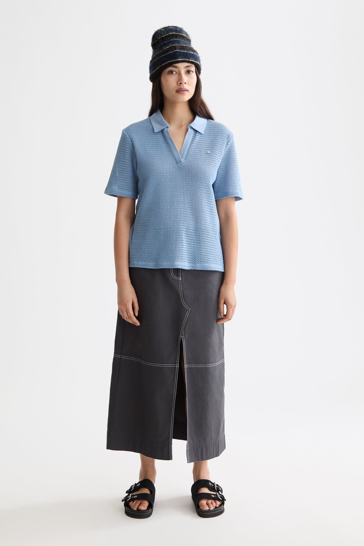 CROCHET POLO FADED DENIM 2