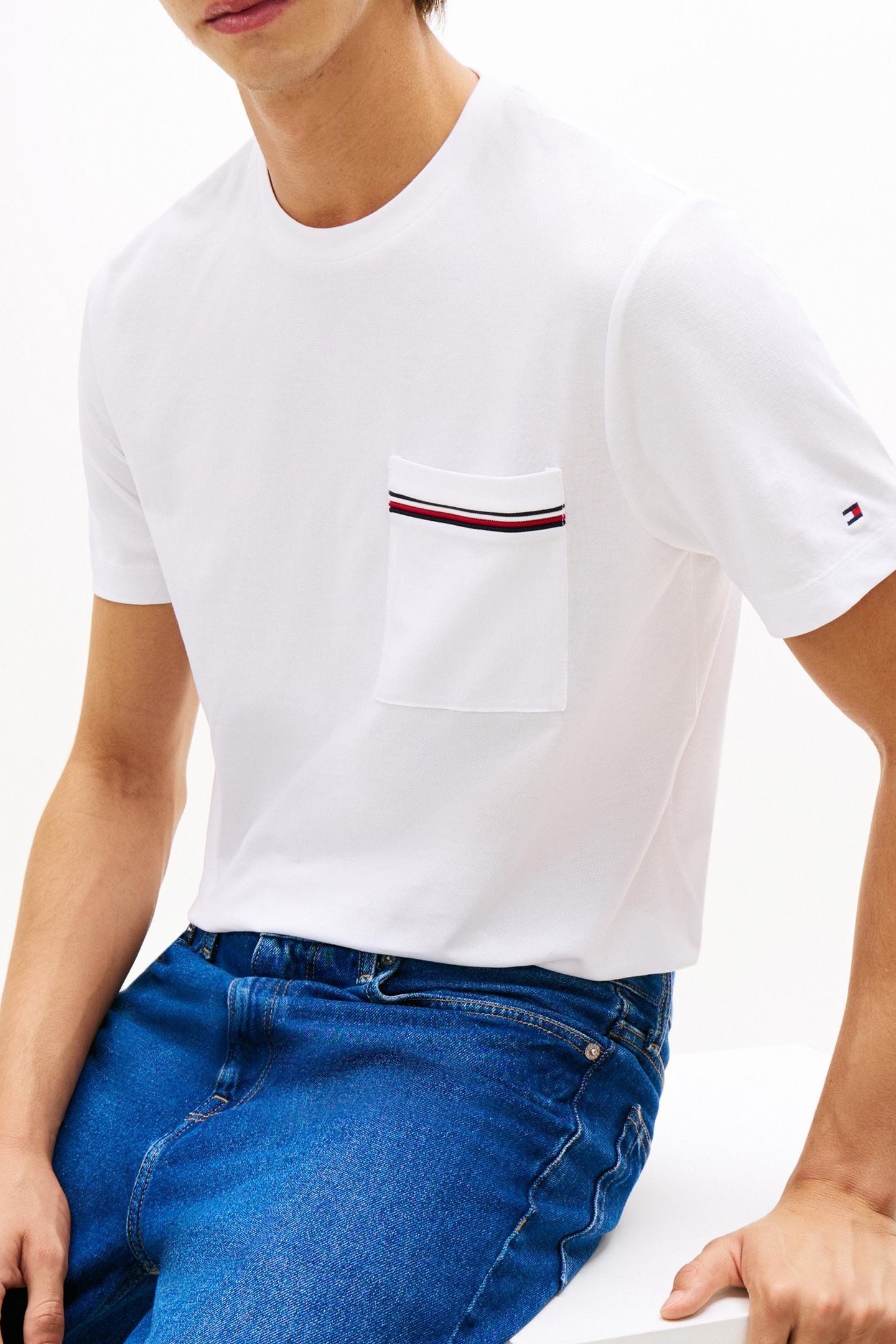 GLOBAL STRIPE PIQUE T-SHIRT WHITE 3