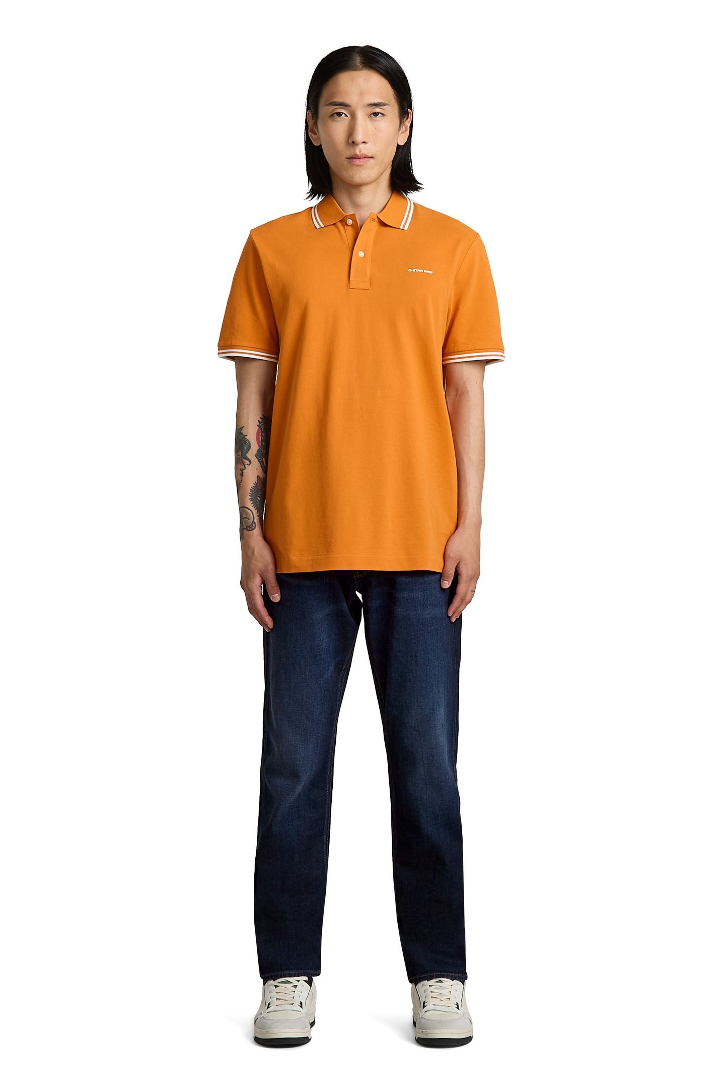 CHEST LOGO STRIPED POLO ORANGE 2
