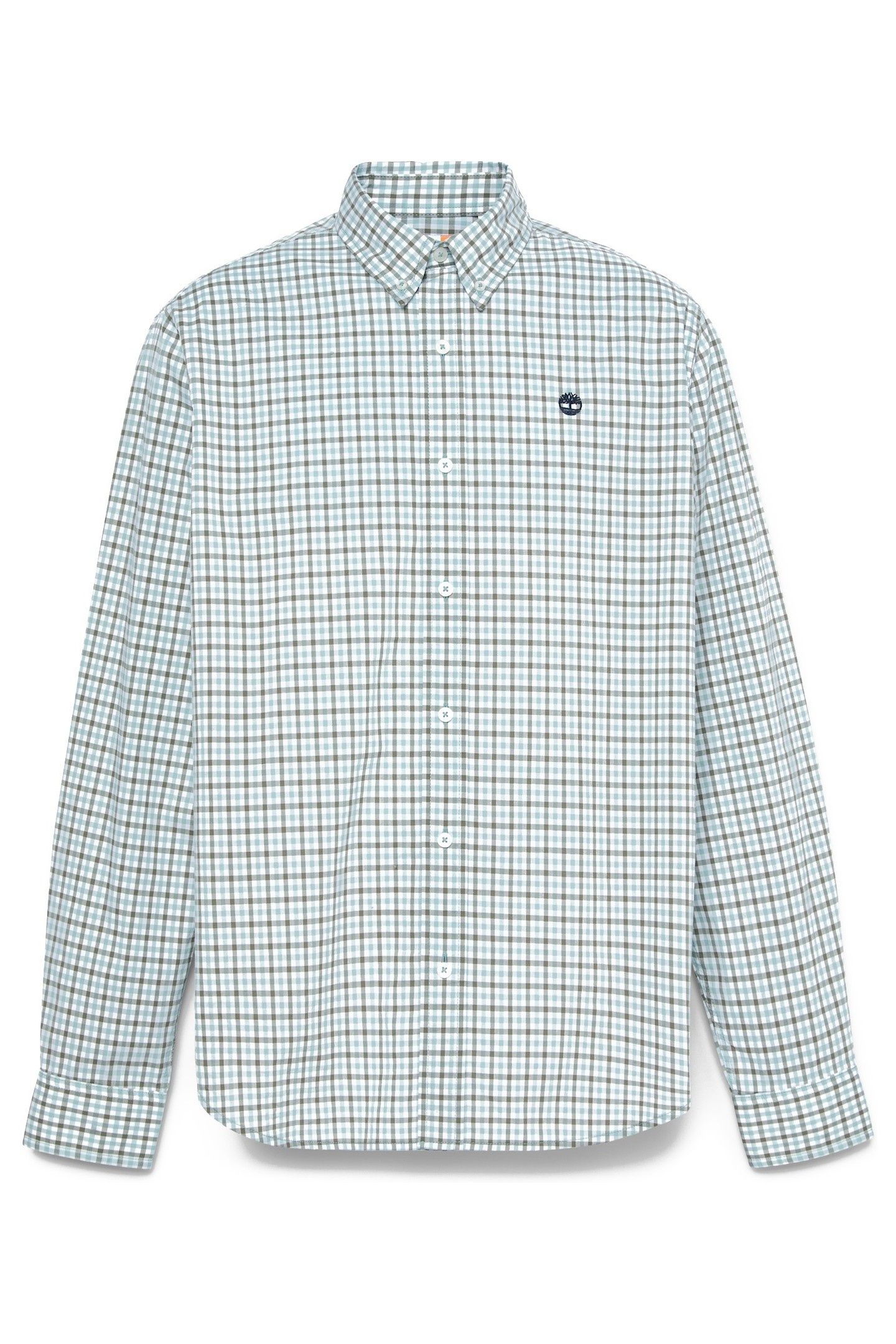 STRETCH POPLIN GINGHAM SHIRT SILVER BLUE YD 3