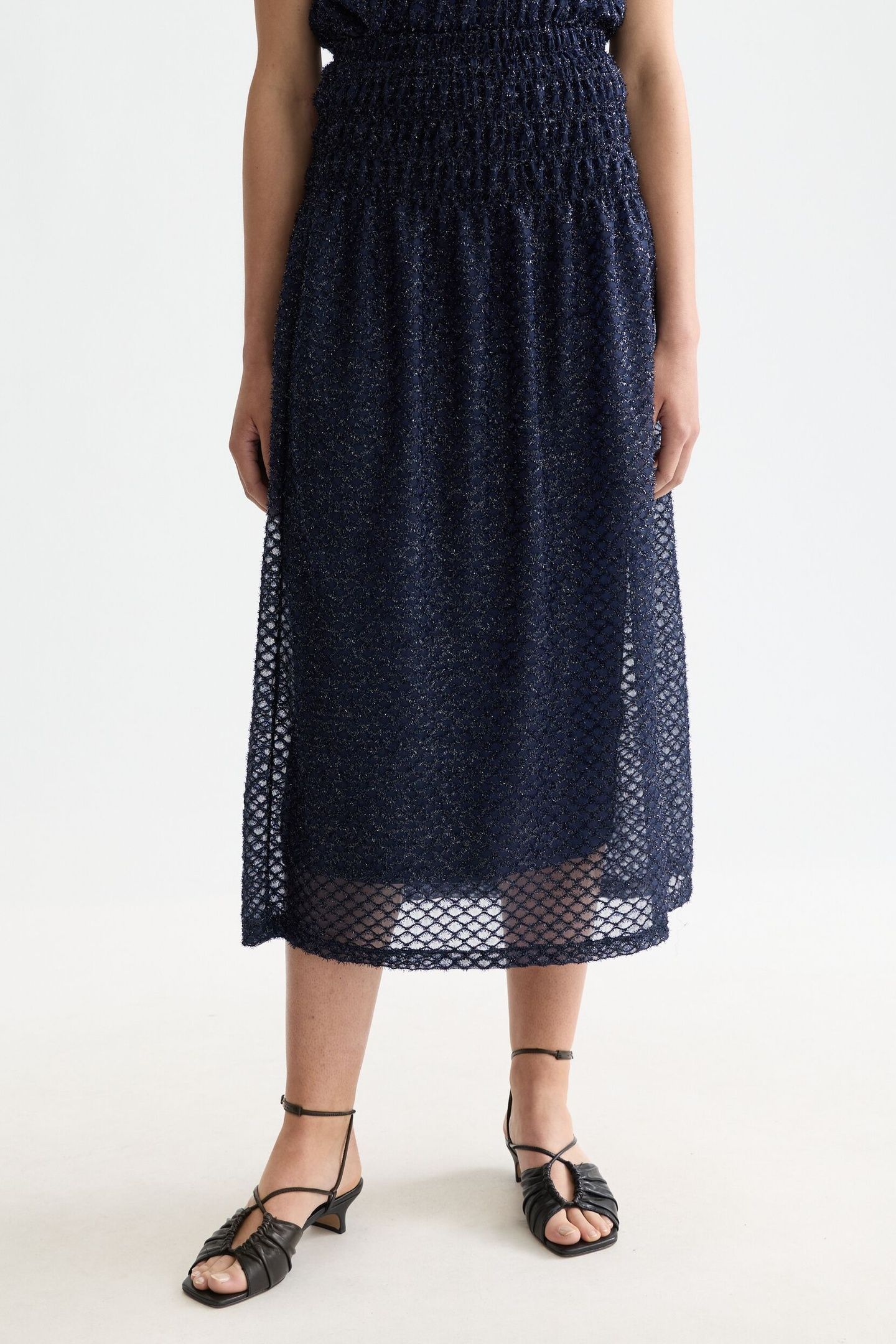LUREX SMOCKED SKIRT PEACOAT 5