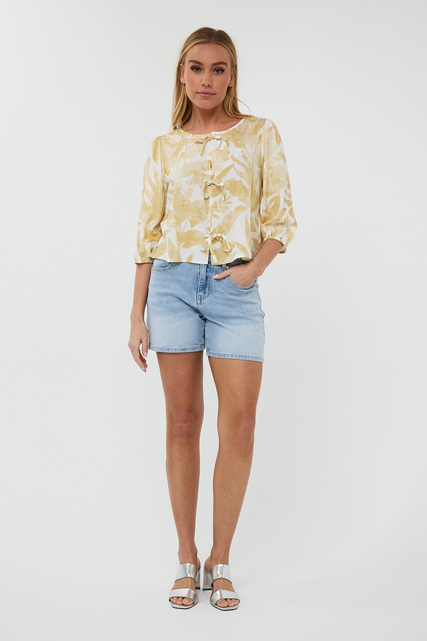 BLOUSE BOW TIE FADED SOLAR PRINT 1