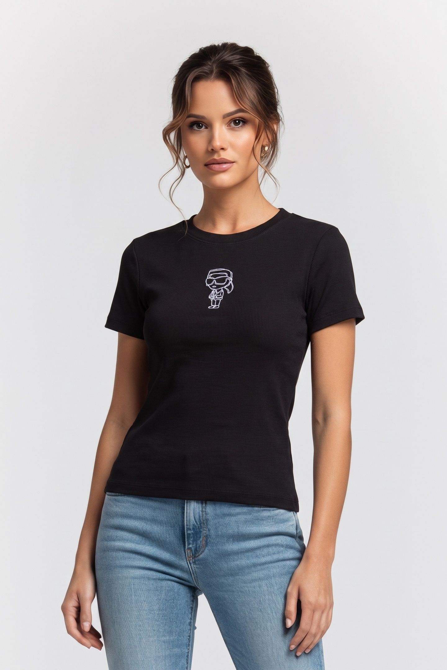 IKON SKETCH EMB RIB T-SHIRT BLACK 1