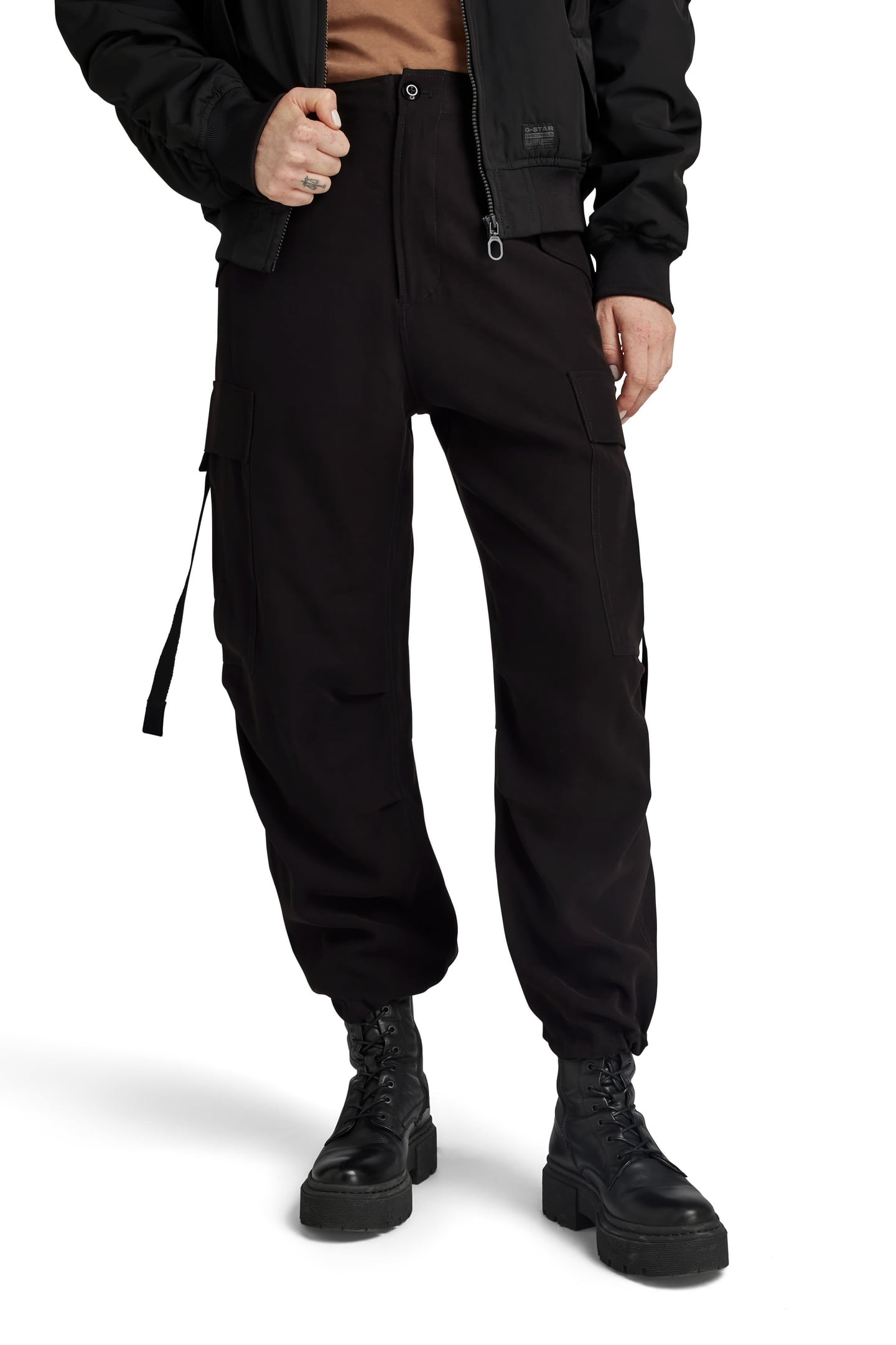 CARGO CROPPED DRAWCORD PANT BLACK 1
