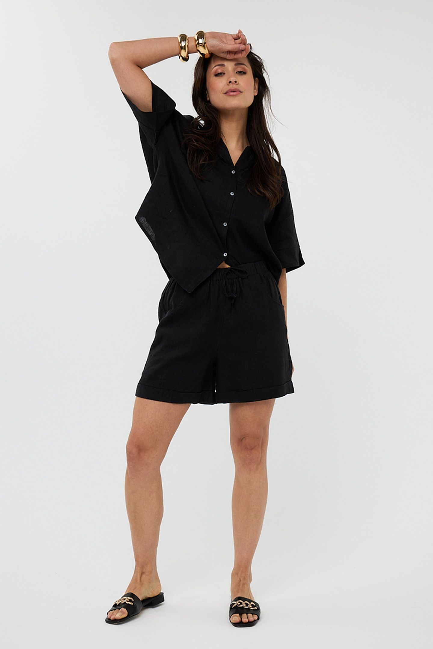 BLOUSE OVERSIZED LINEN BLACK 1