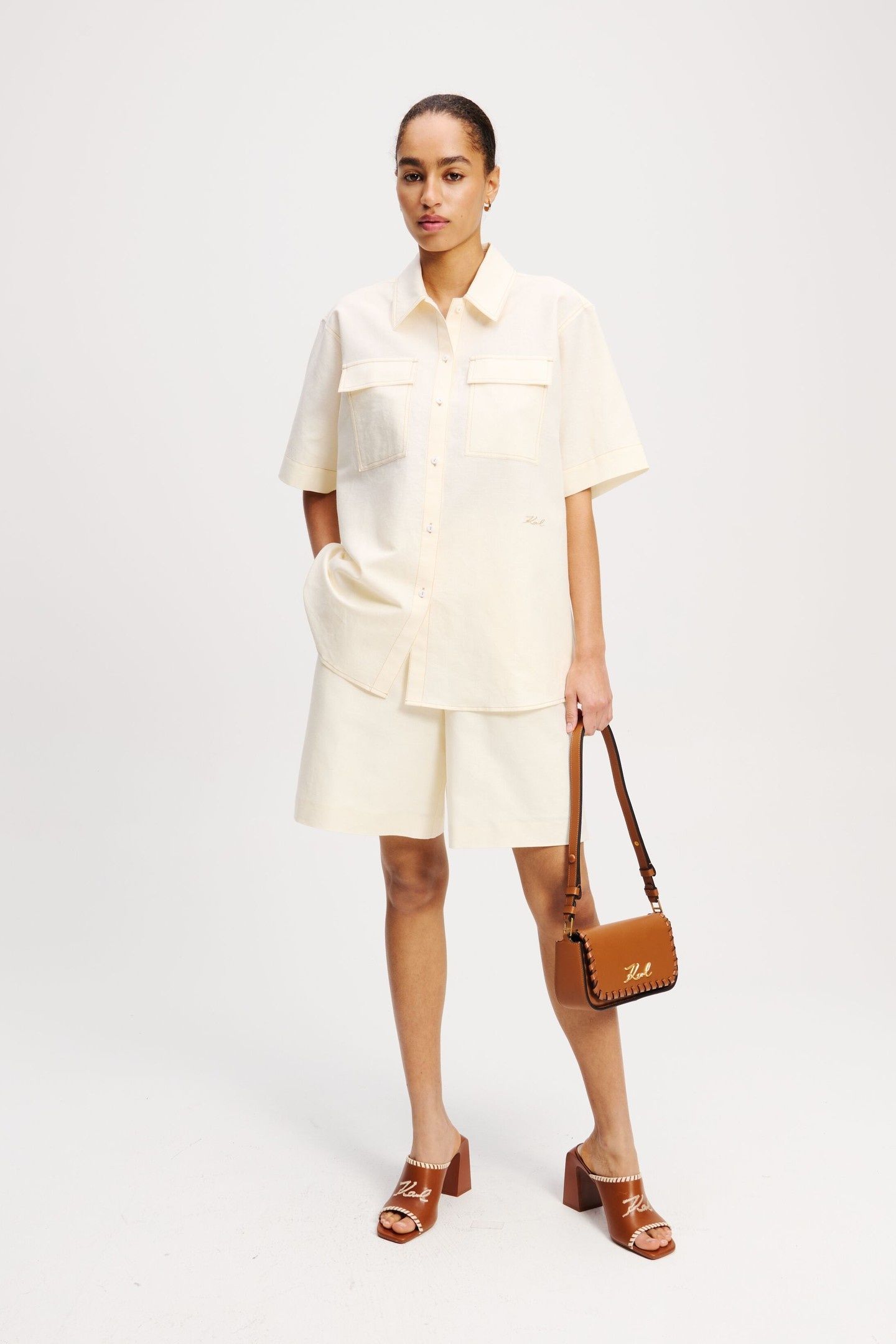 LINEN BLEND SHORTS PRISTINE 6