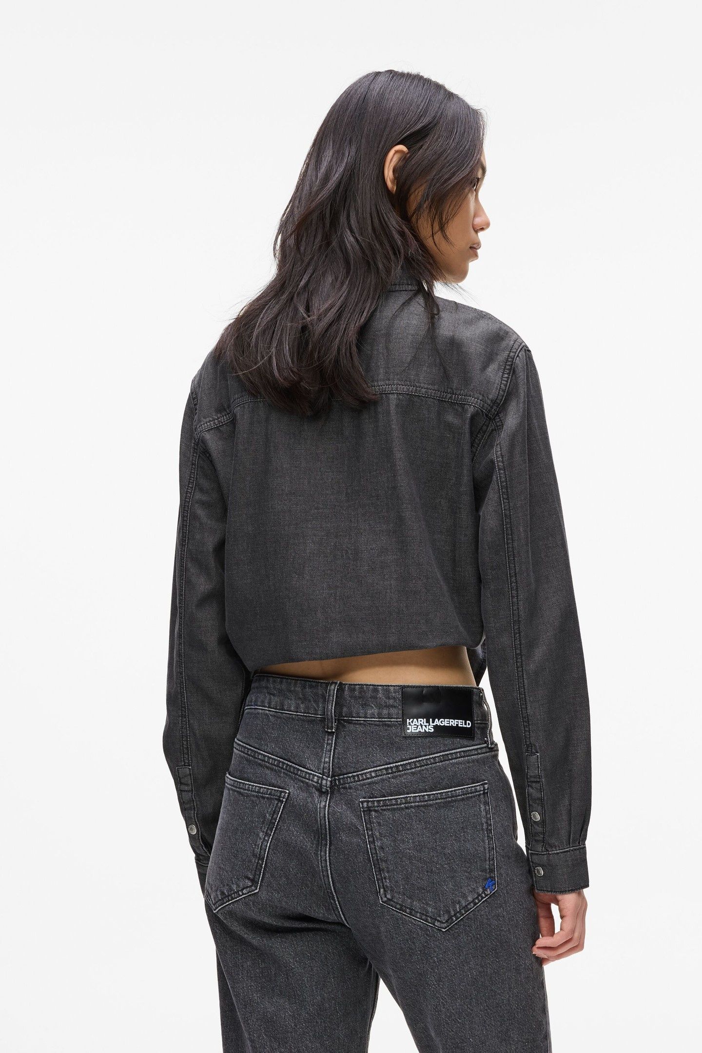 DENIM WRAP BLOUSE WASHED BLACK 3