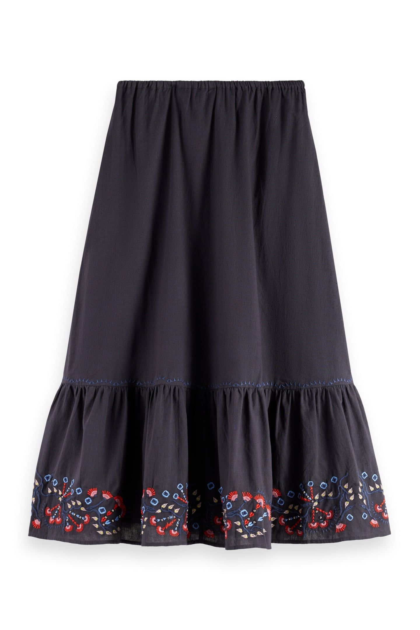EMBROIDERED MAXI SKIRT CHARCOAL ART 4