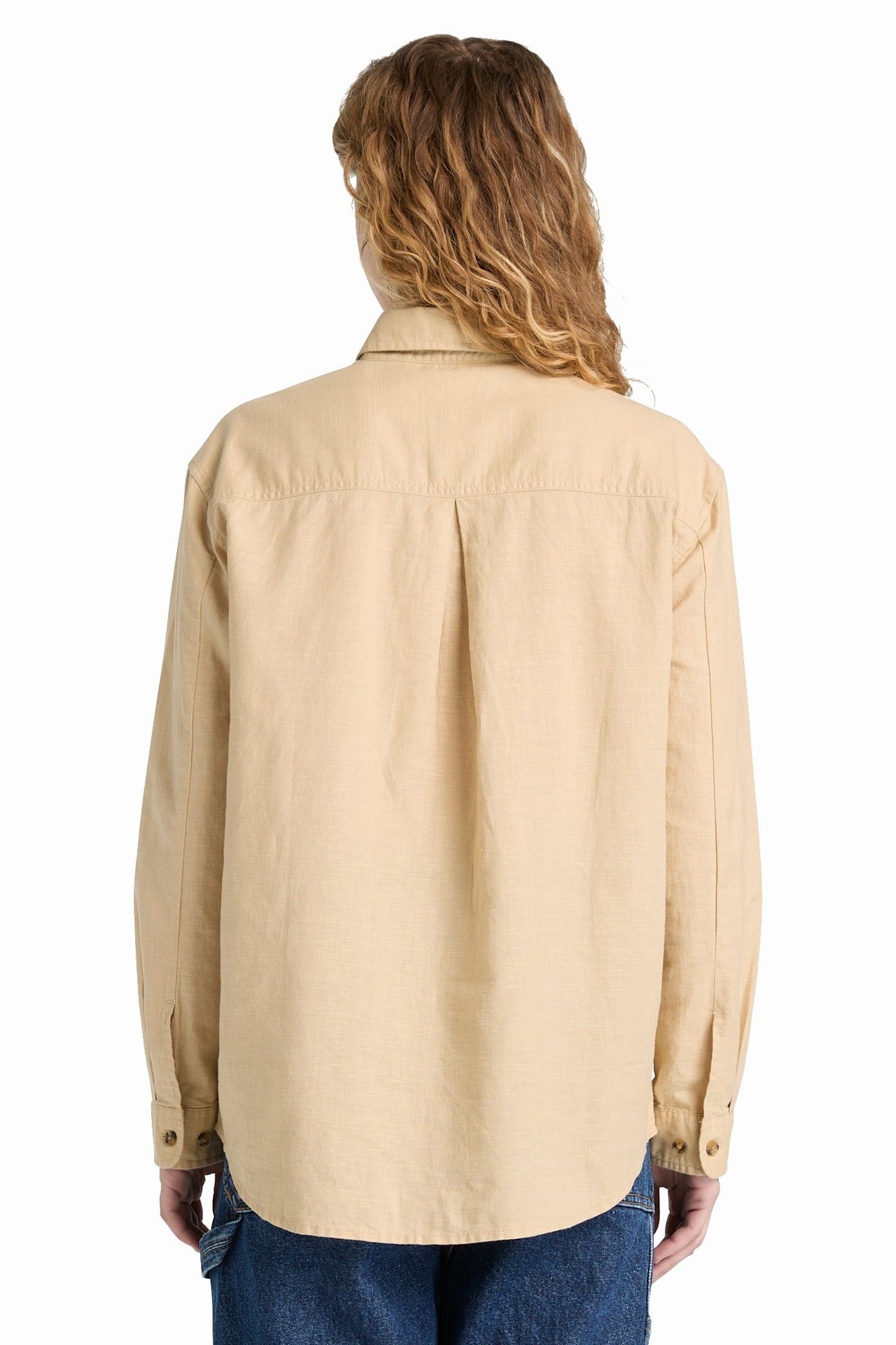 LINEN BLEND LONG-SLEEVE SHIRT MEDIUM BEIGE 2